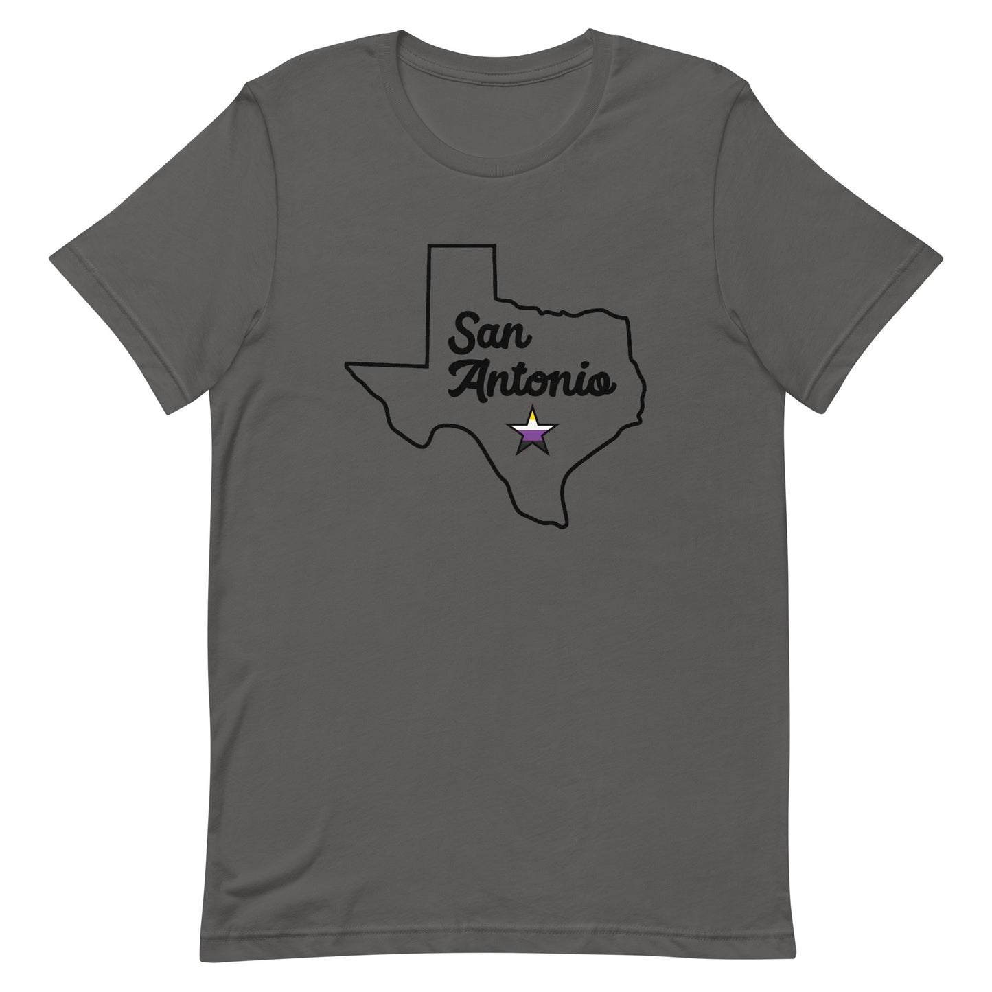 San Antonio Texas Nonbinary Star T-shirt Asphalt Nonbinary unisex-staple-t-shirt-asphalt-front-63b76e1ed4900