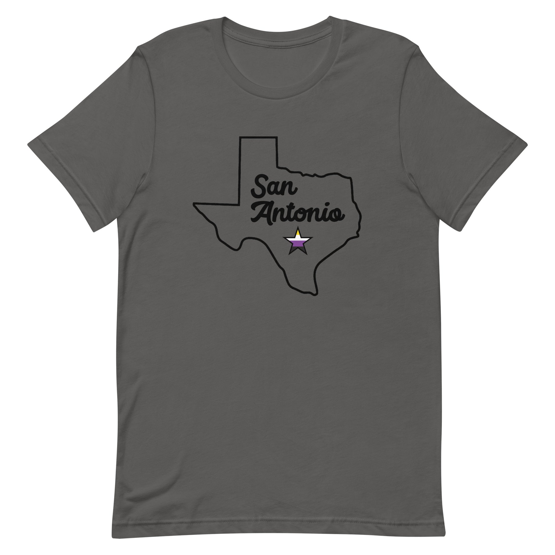 San Antonio Texas Nonbinary Star T-shirt Asphalt Nonbinary unisex-staple-t-shirt-asphalt-front-63b76e1ed4900