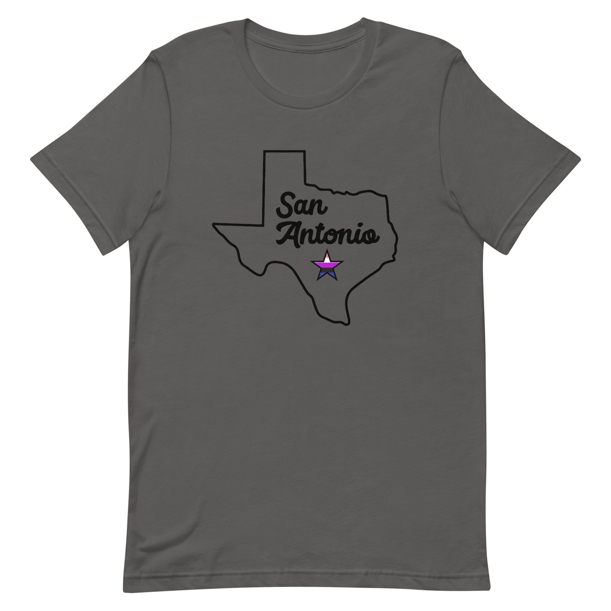 San Antonio Texas Genderfluid Star T-shirt Asphalt Genderfluid unisex-staple-t-shirt-asphalt-front-63b776e5ccf19