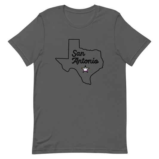 San Antonio Texas Asexual Star Tee Asphalt Asexual unisex-staple-t-shirt-asphalt-front-63b7829ecf224