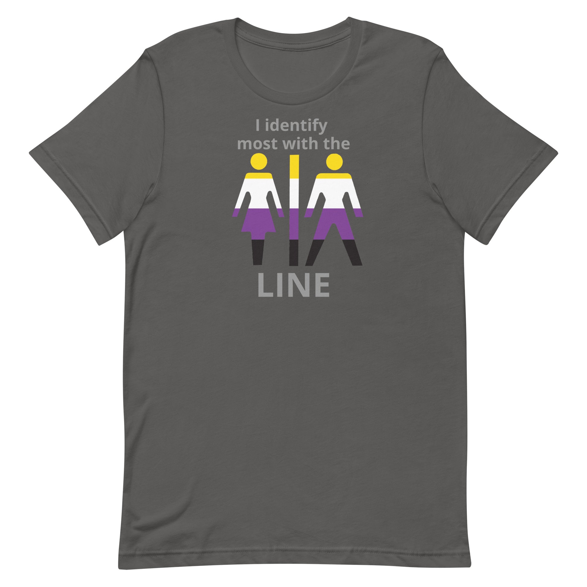 Nonbinary Enby Pride T-Shirt I Identify Most With The Line Asphalt Nonbinary unisex-staple-t-shirt-asphalt-front-63b9d65f7b7b7