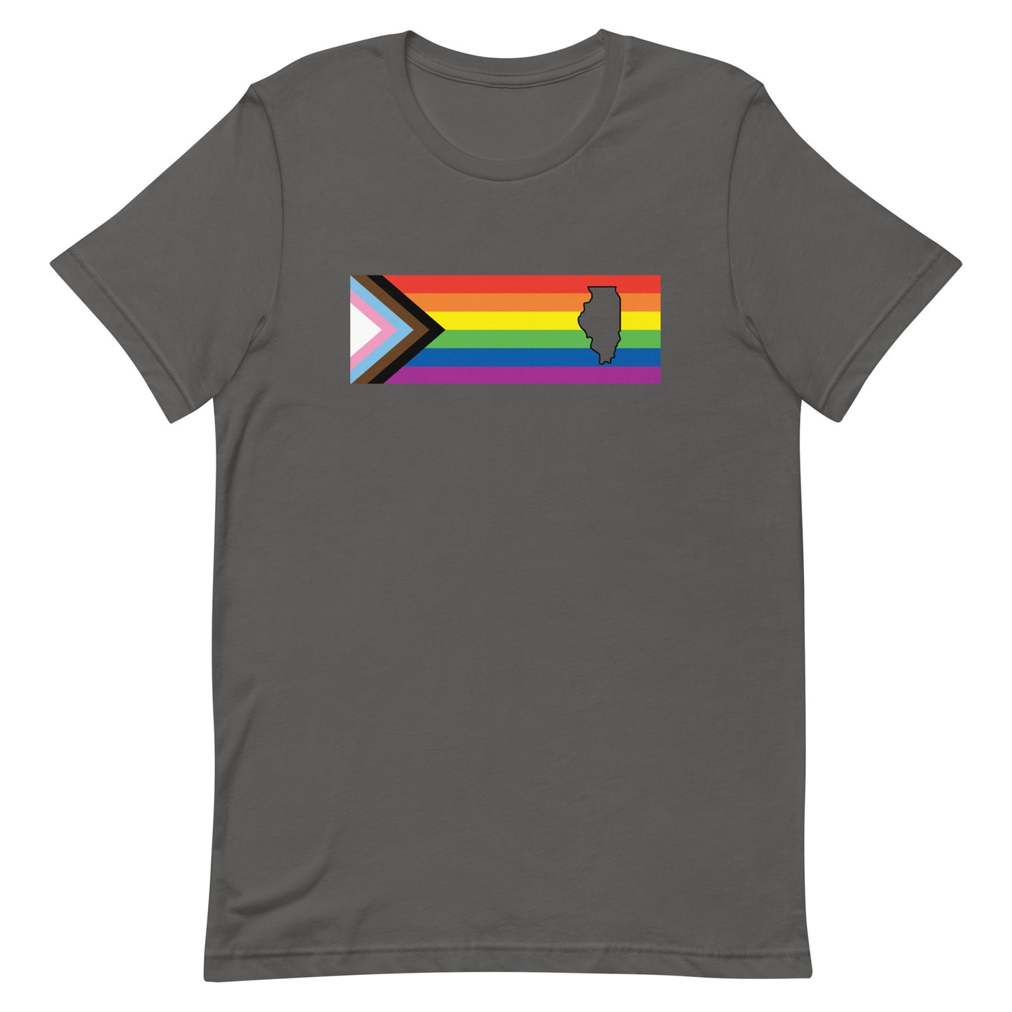 LGBTQ Progress Illinois T-shirt - Daniel Quasar Asphalt Pride unisex-staple-t-shirt-asphalt-front-63b9da05ca58e