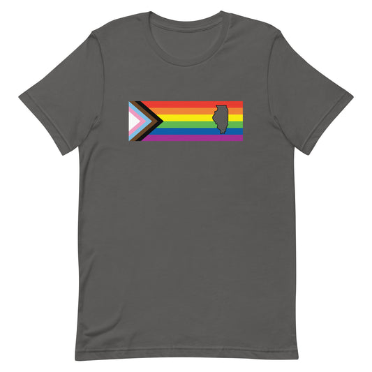 LGBTQ Progress Illinois T-shirt - Daniel Quasar Asphalt Pride unisex-staple-t-shirt-asphalt-front-63b9da05ca58e