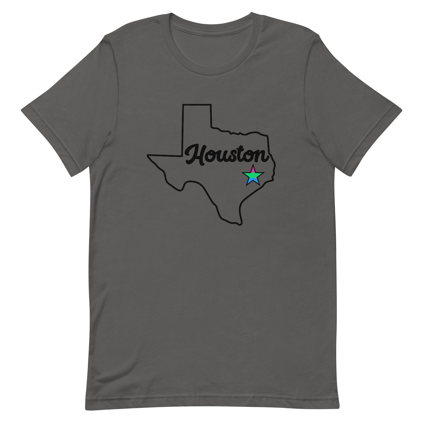 Houston Texas Polysexual Star Tee Asphalt Polysexual unisex-staple-t-shirt-asphalt-front-63b9e62360b4b