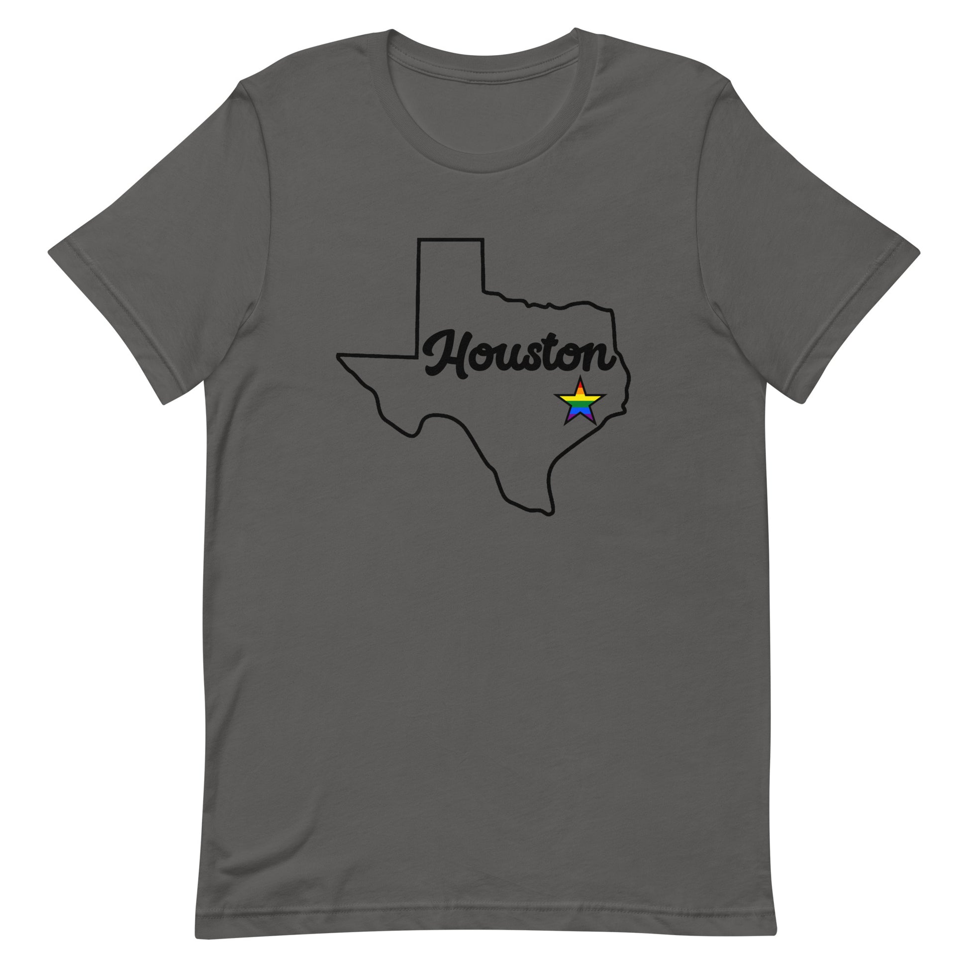 Houston Texas Pride Star Tee Asphalt Pride unisex-staple-t-shirt-asphalt-front-63ba108183083