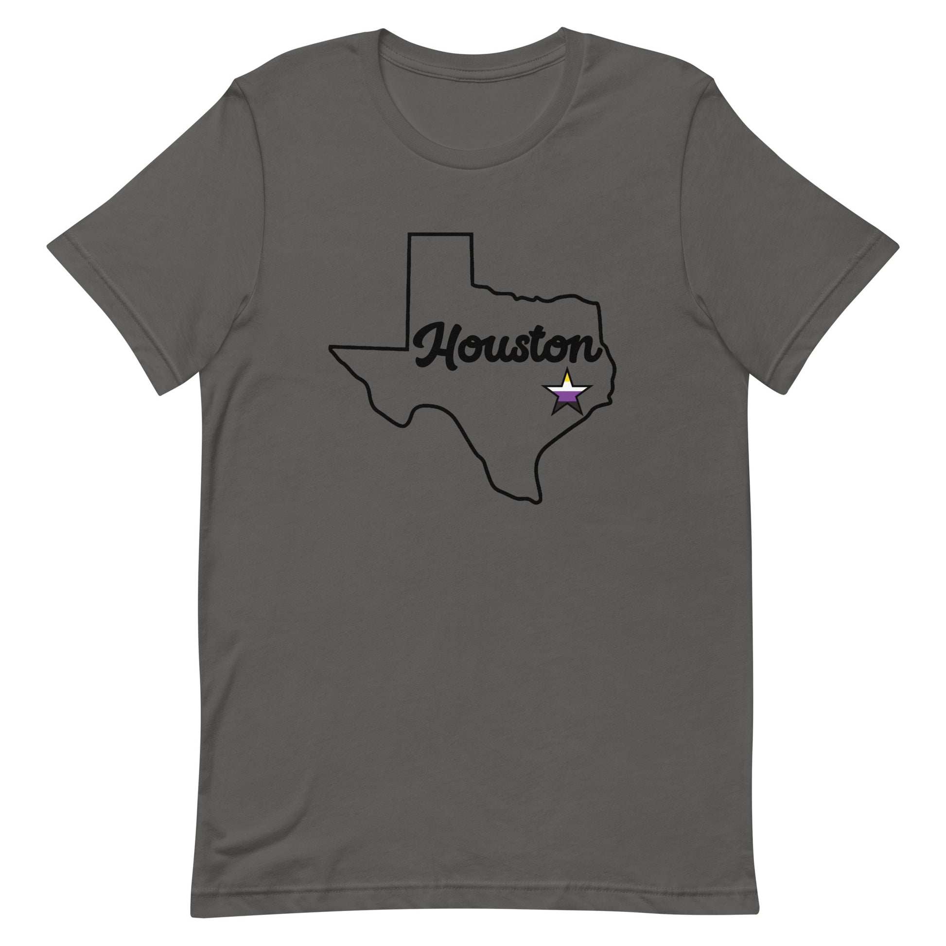 Houston Texas Nonbinary Star Tee Asphalt Nonbinary unisex-staple-t-shirt-asphalt-front-63ba14aa00335