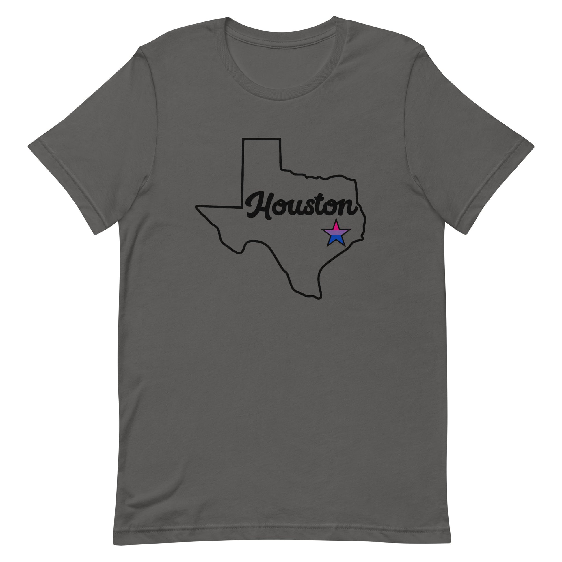 Houston Texas Bisexual Star Tee Asphalt Bisexual unisex-staple-t-shirt-asphalt-front-63ba184e83e71