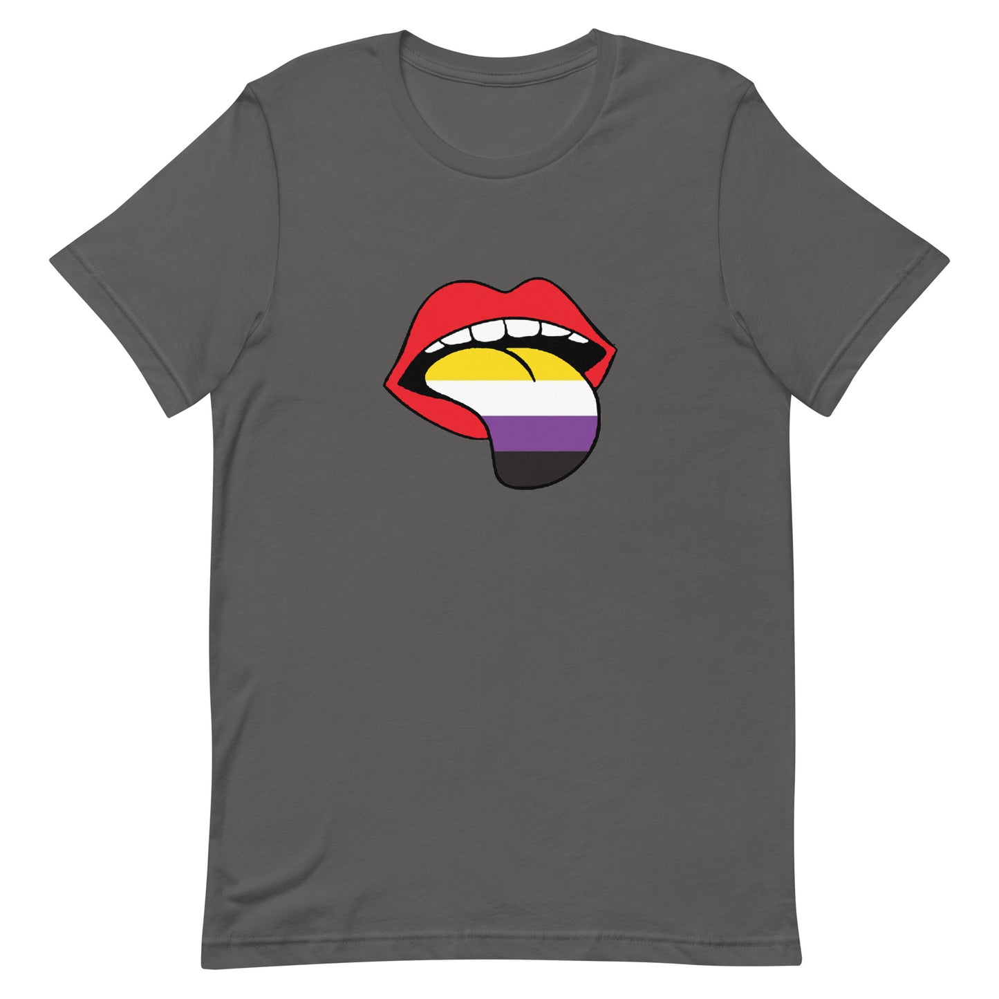 Nonbinary Enby Pride T-Shirt - Tongue Asphalt Nonbinary unisex-staple-t-shirt-asphalt-front-63ba227671edf