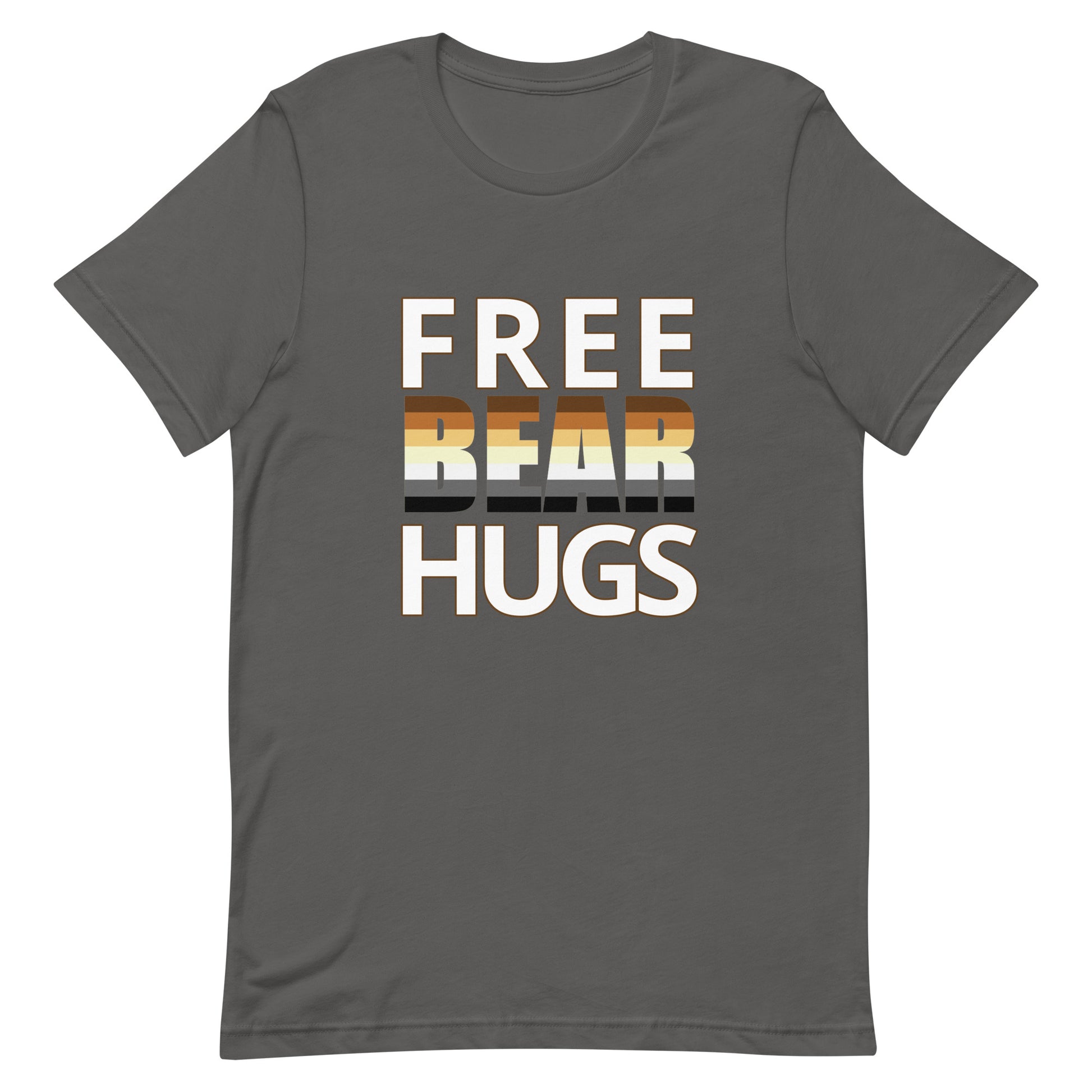 Gay Bear Pride Shirt - Free Bear Hugs Asphalt unisex-staple-t-shirt-asphalt-front-63eafa9753623