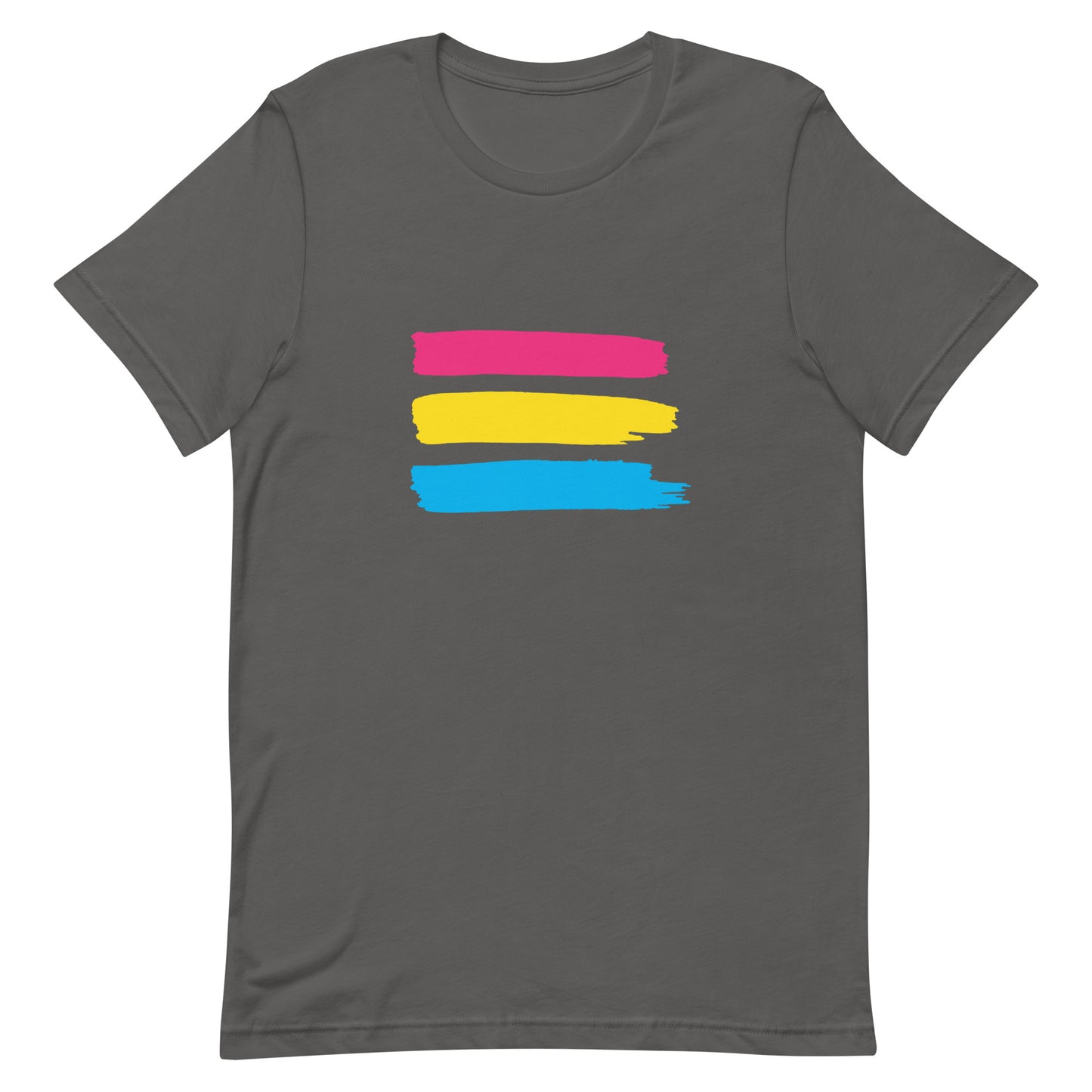 Pansexual Pan Pride T-Shirt - Paint Stripes Asphalt Pansexual unisex-staple-t-shirt-asphalt-front-63ec35132dae3