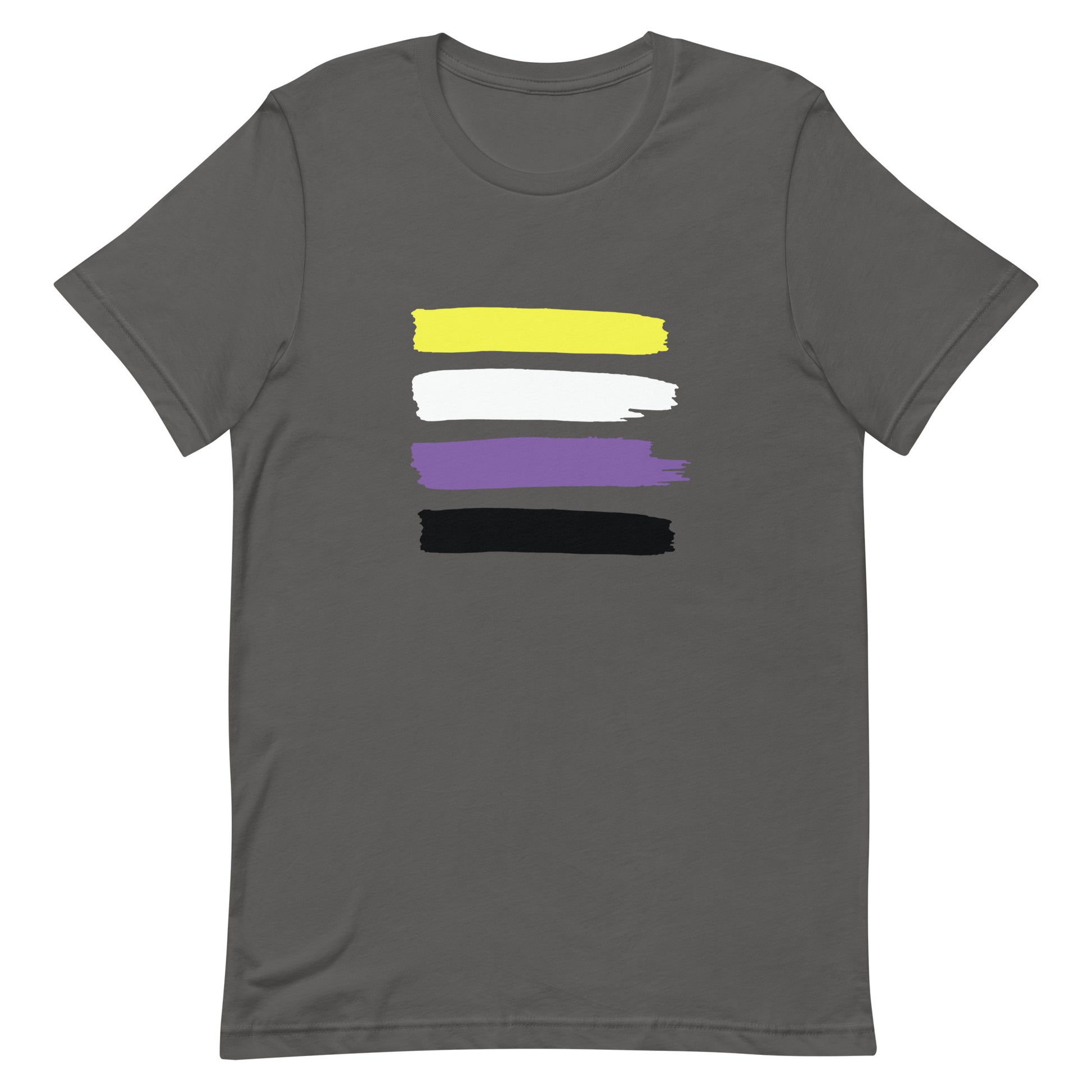 Nonbinary Enby Pride Paint Stripe T-Shirt Asphalt Nonbinary unisex-staple-t-shirt-asphalt-front-63ec35e2e332e