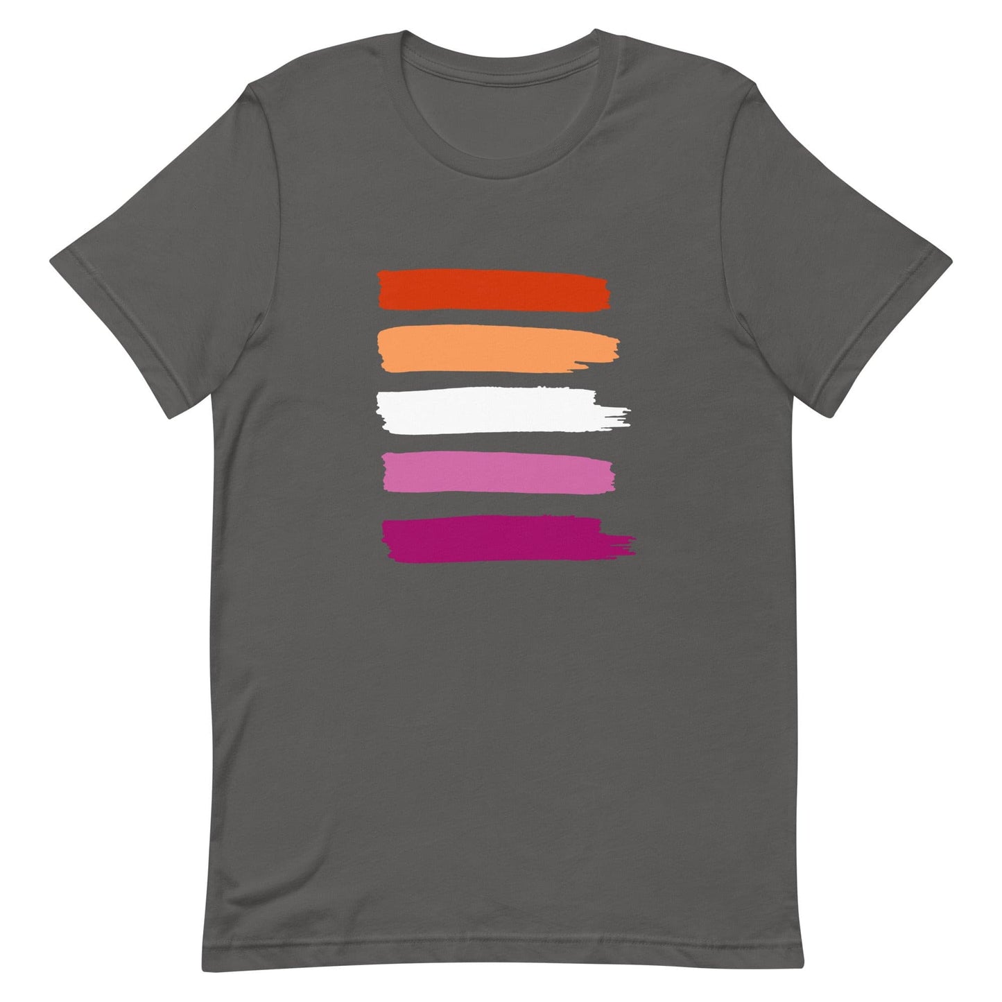 Lesbian Pride T-Shirt - Paint Stripes Asphalt Lesbian unisex-staple-t-shirt-asphalt-front-63ec36cf167dd