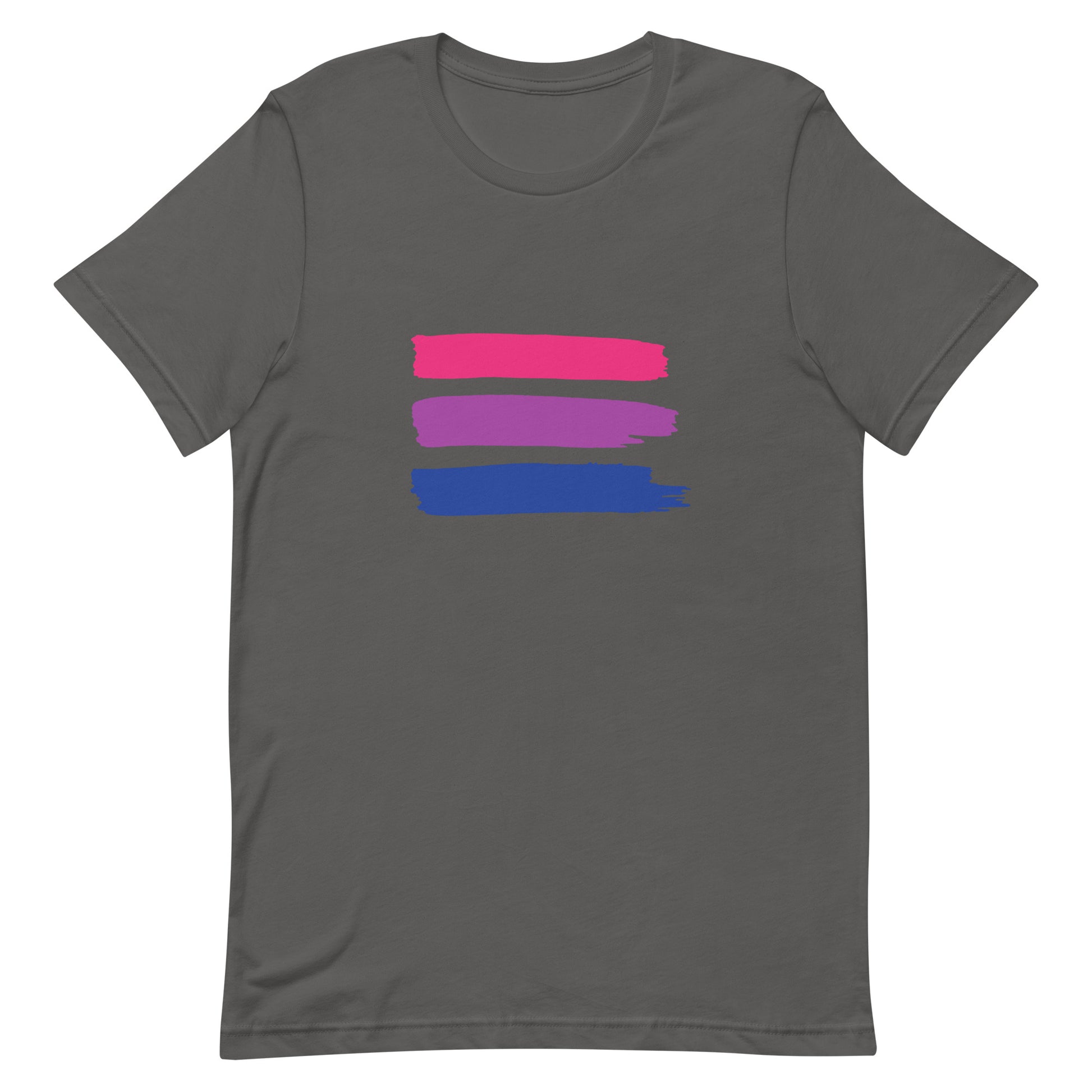 Bisexual Bi Pride Shirt with Paint Stripes Asphalt Bisexual unisex-staple-t-shirt-asphalt-front-63ec3ca96daff