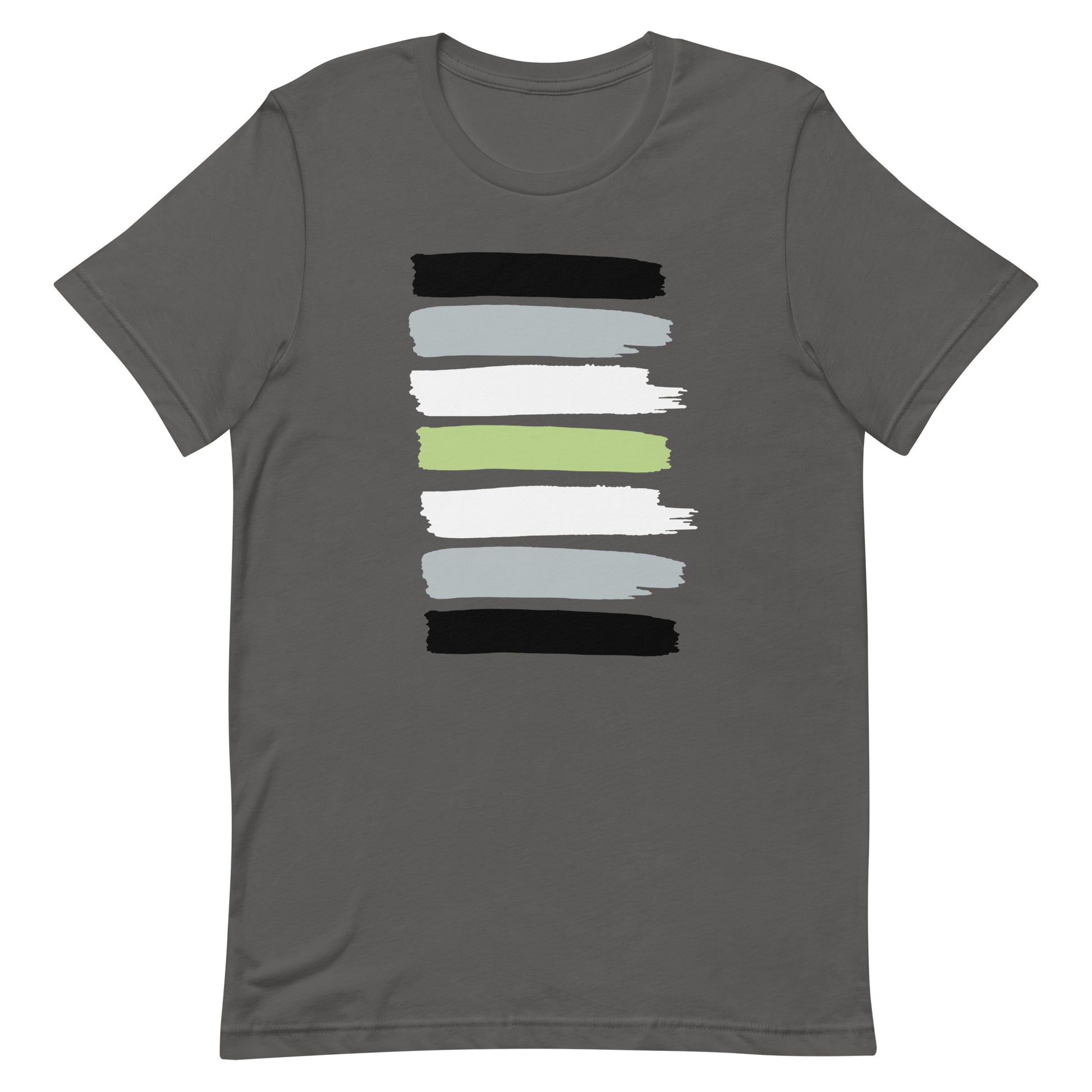 Agender Pride Paint Stripe T-Shirt Asphalt Agender unisex-staple-t-shirt-asphalt-front-63ec3e20b8e00