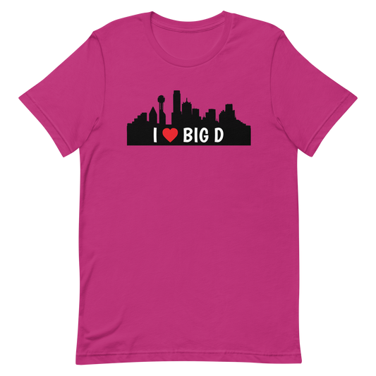 I Heart Big D - Dallas Texas - Tee Berry unisex-staple-t-shirt-berry-front-635df339b2472