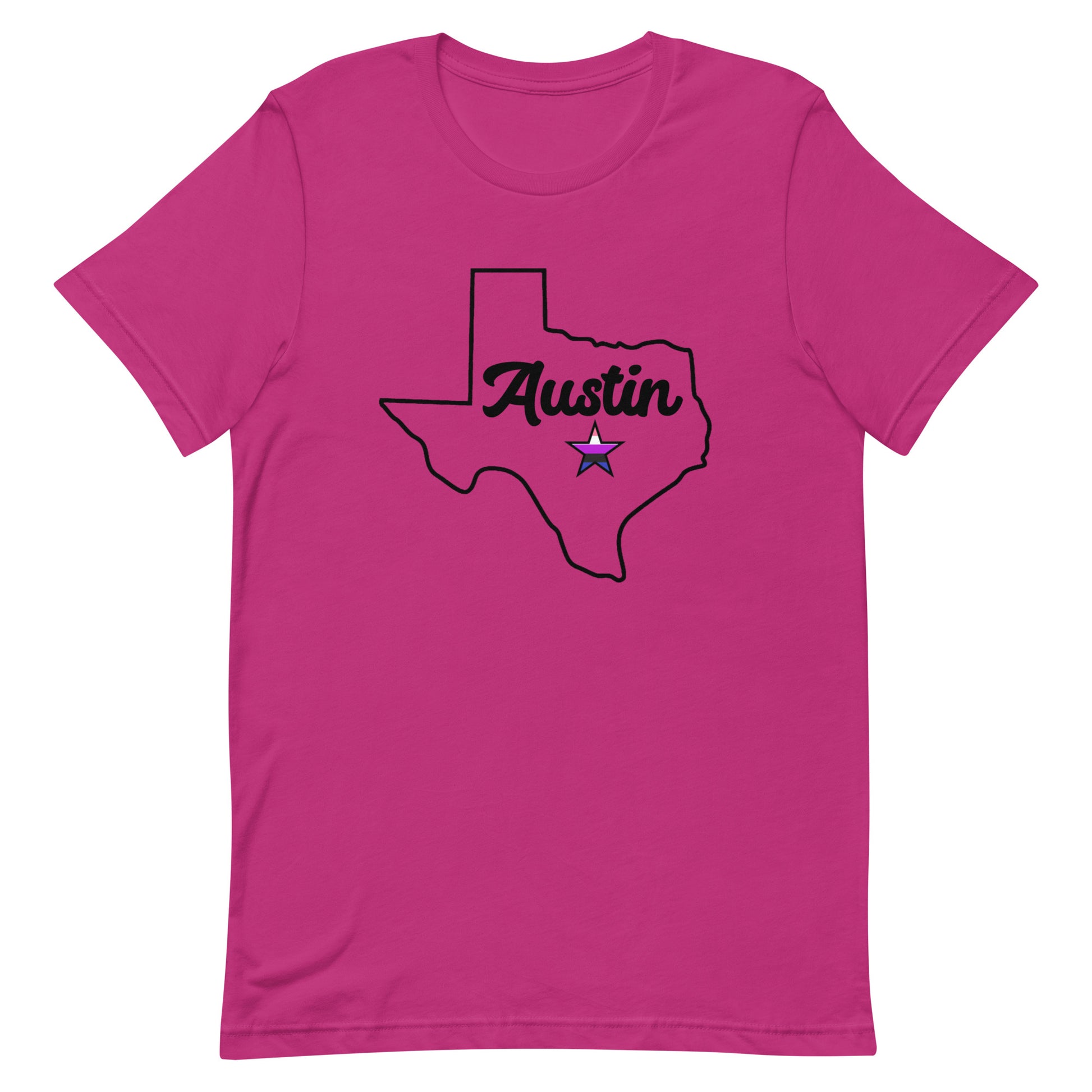 Austin Texas Genderfluid Star Tee Berry Genderfluid unisex-staple-t-shirt-berry-front-63b38be039dbd_56b10c79-c15b-43d4-9d67-5e086e686a16