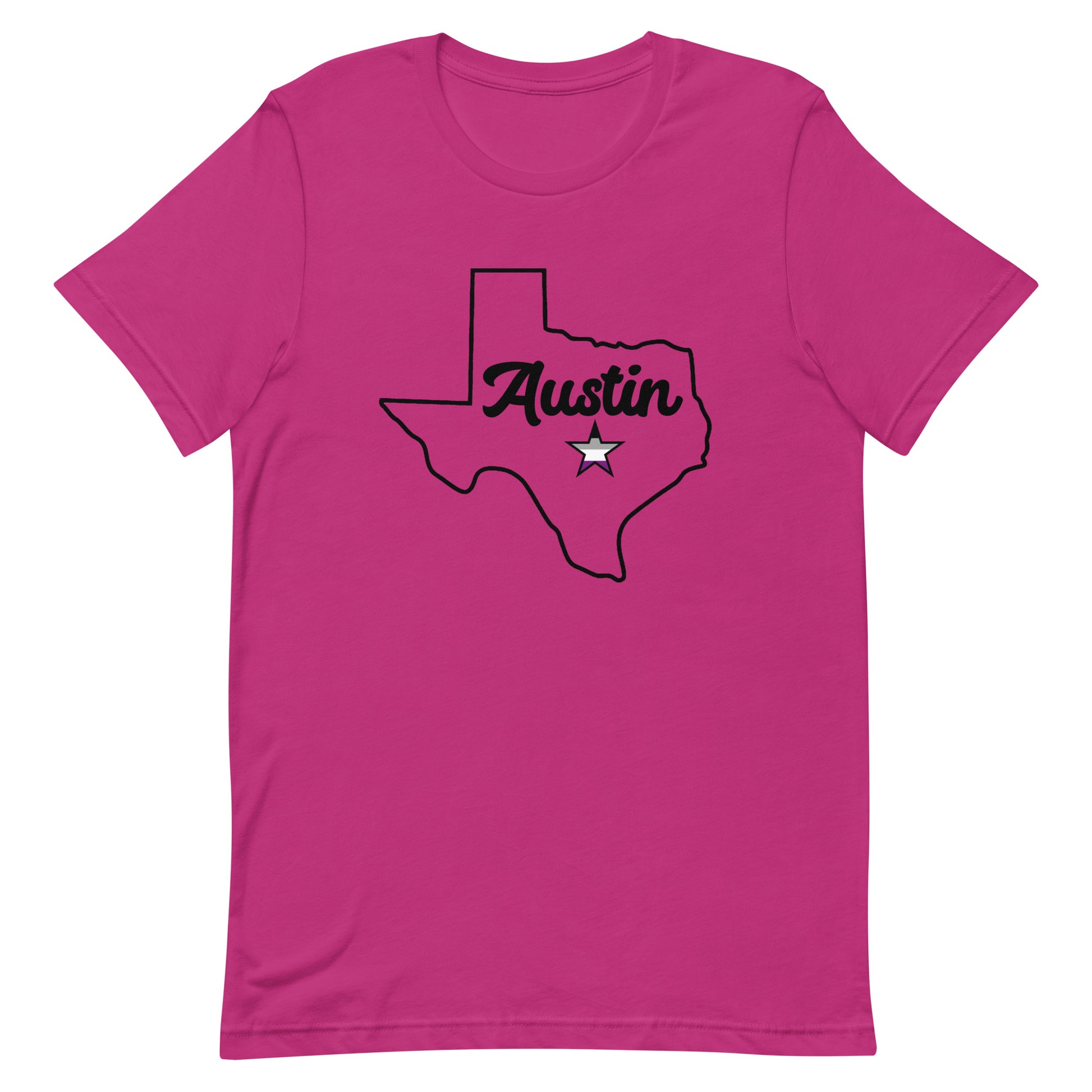 Austin Texas Asexual Star Tee Berry Asexual unisex-staple-t-shirt-berry-front-63b4cbf61aca0