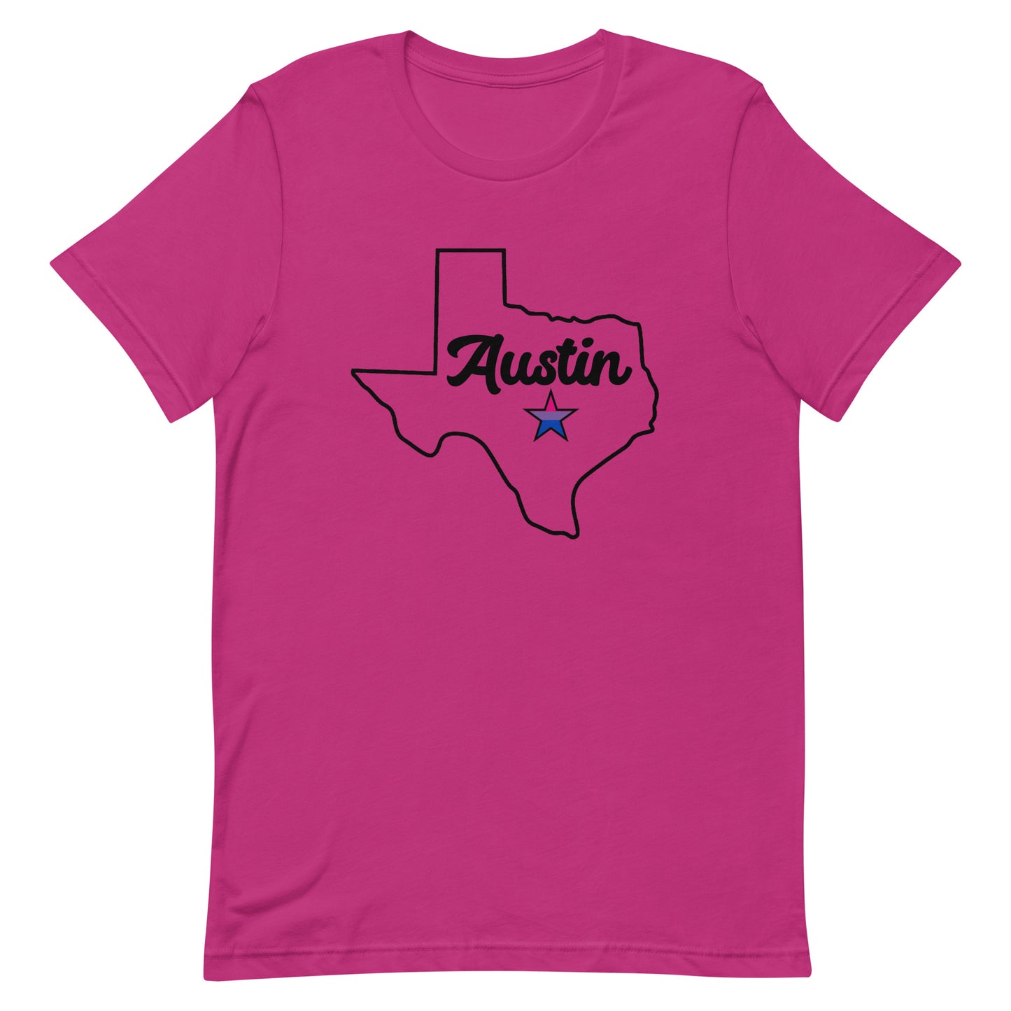 Austin Texas Bisexual Star Tee Berry Bisexual unisex-staple-t-shirt-berry-front-63b4cc27cb464