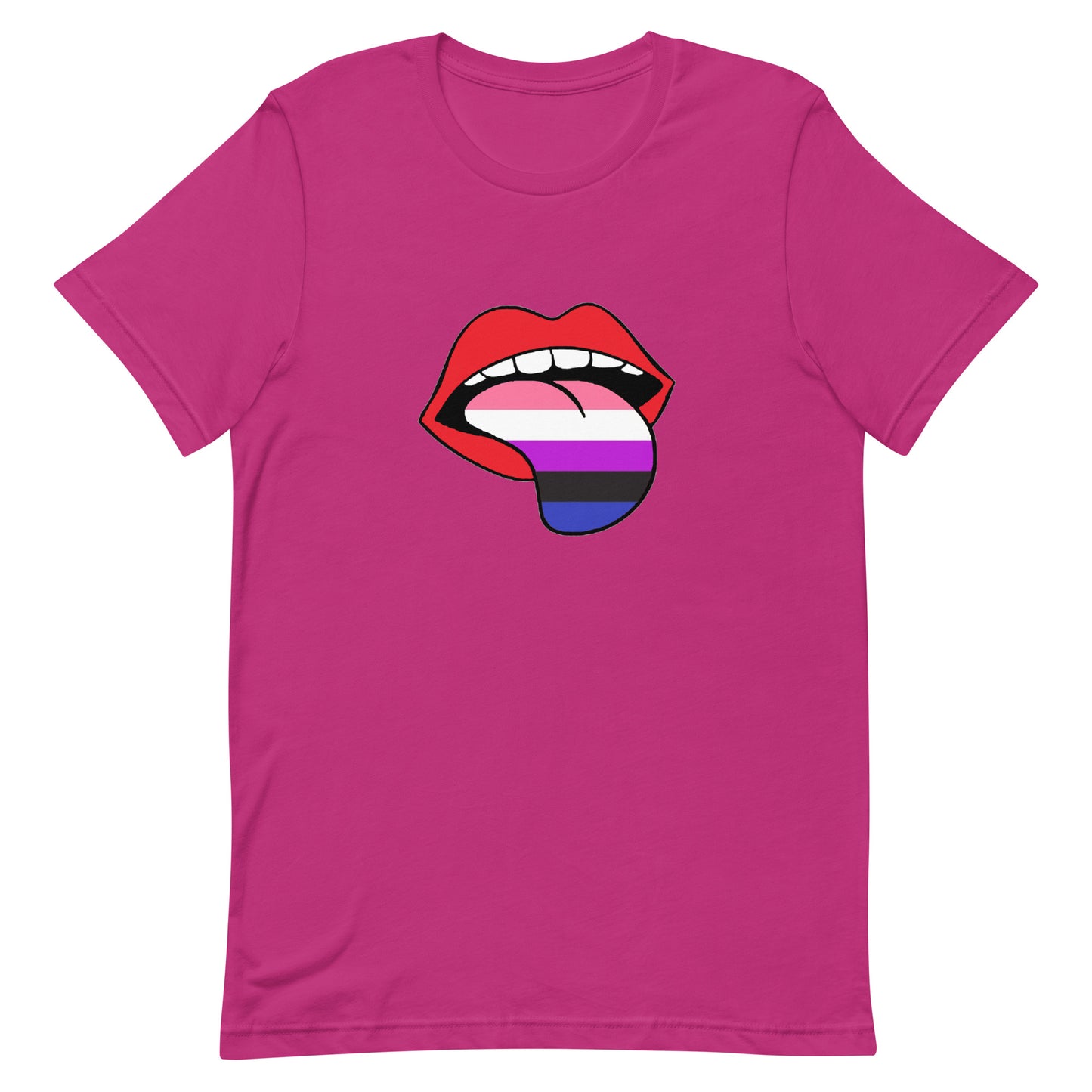 Genderfluid Pride Shirt - Tongue Berry Genderfluid unisex-staple-t-shirt-berry-front-63b77f7fc528d