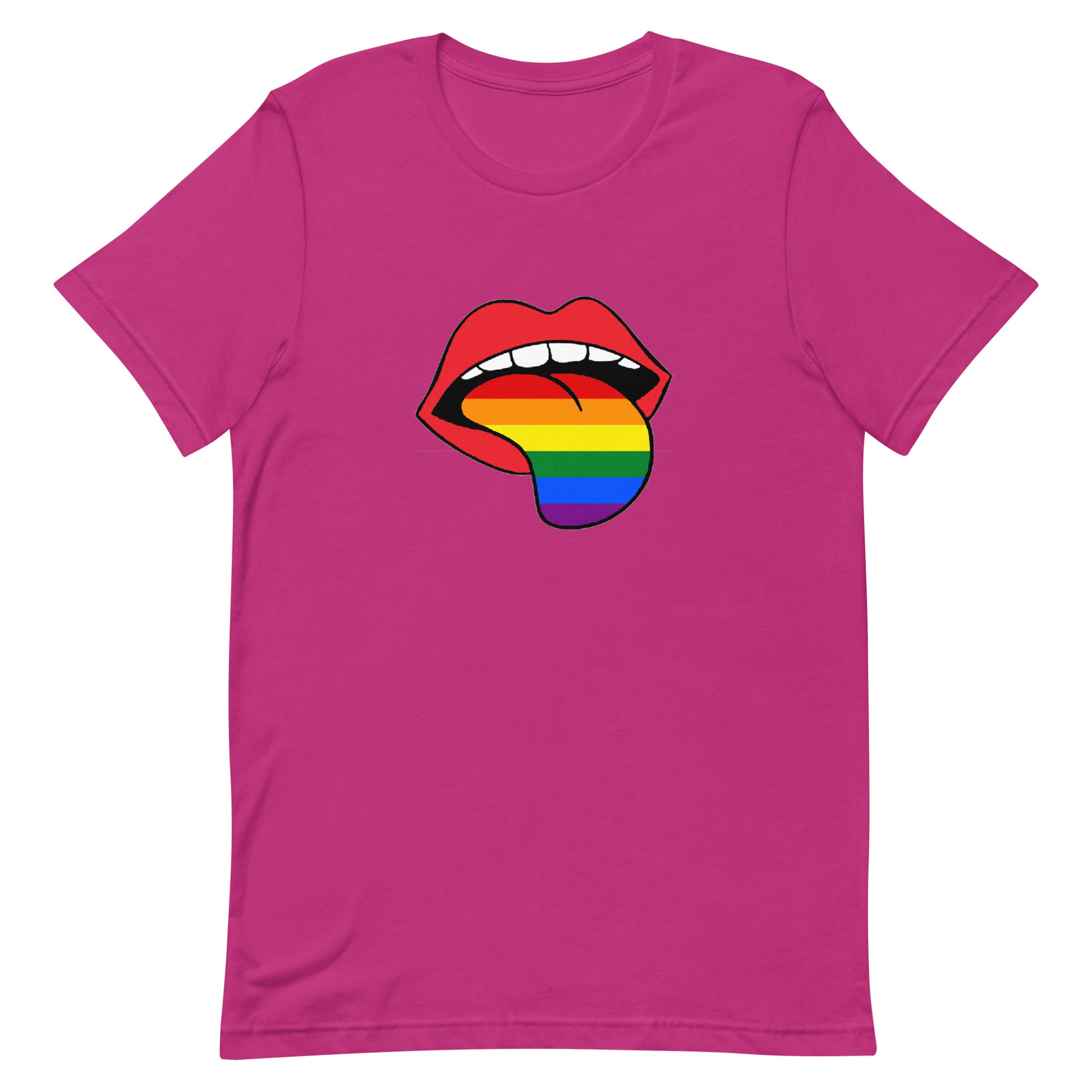 LGBTQ Pride T-Shirt - Rainbow Tongue Berry Pride unisex-staple-t-shirt-berry-front-63b899c729298