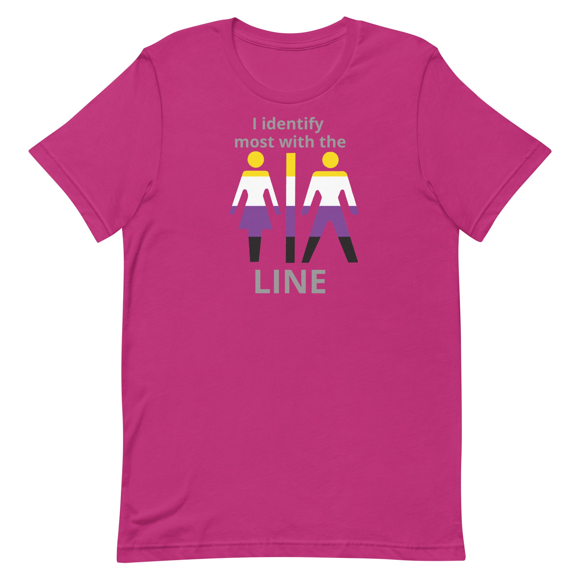 Nonbinary Enby Pride T-Shirt I Identify Most With The Line Berry Nonbinary unisex-staple-t-shirt-berry-front-63b9d65f7a83f