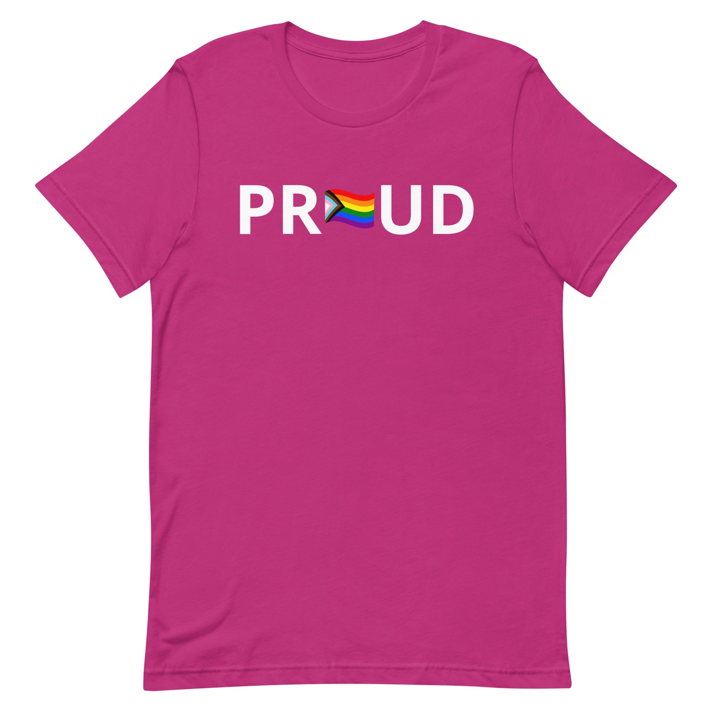 LGBTQ Pride T-Shirt - Progress Pride Proud Berry Pride unisex-staple-t-shirt-berry-front-63b9da21d04ee