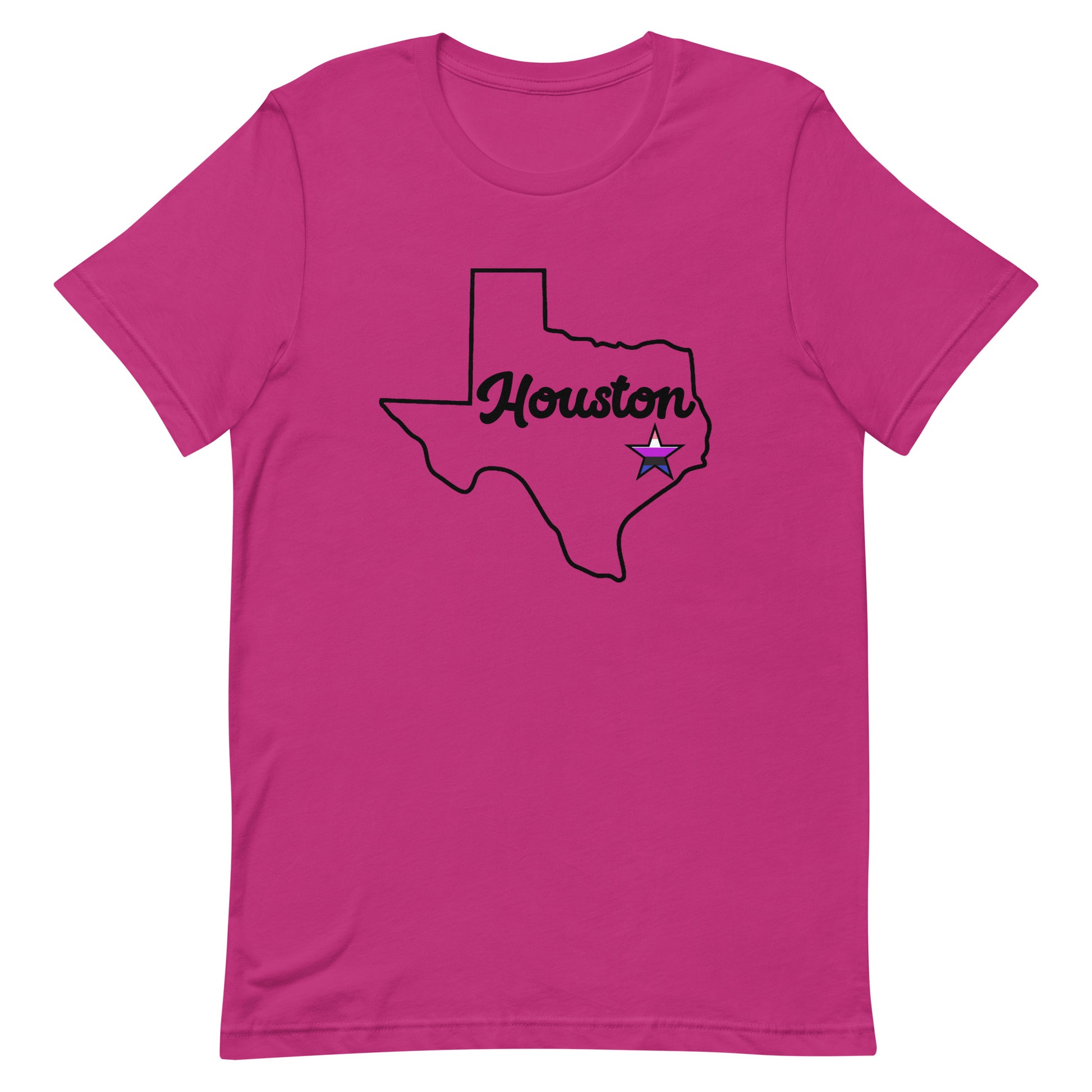 Houston Texas Genderfluid Star Tee Berry Genderfluid unisex-staple-t-shirt-berry-front-63ba0f345b293