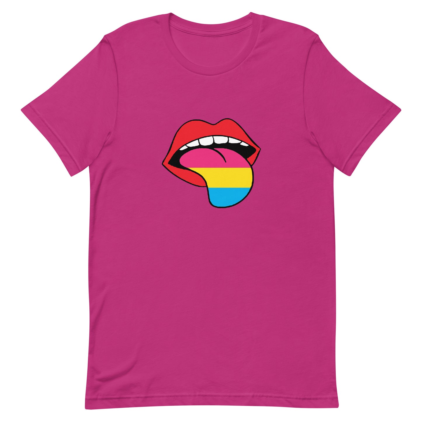 Pansexual Pan Pride T-Shirt - Tongue Berry Pansexual unisex-staple-t-shirt-berry-front-63ba1b65b9249