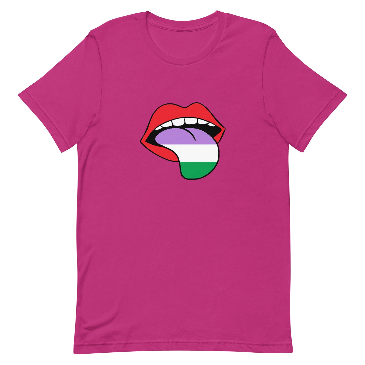 Genderqueer Pride Shirt - Tongue Berry Genderqueer unisex-staple-t-shirt-berry-front-63ba1e1e9b2b4