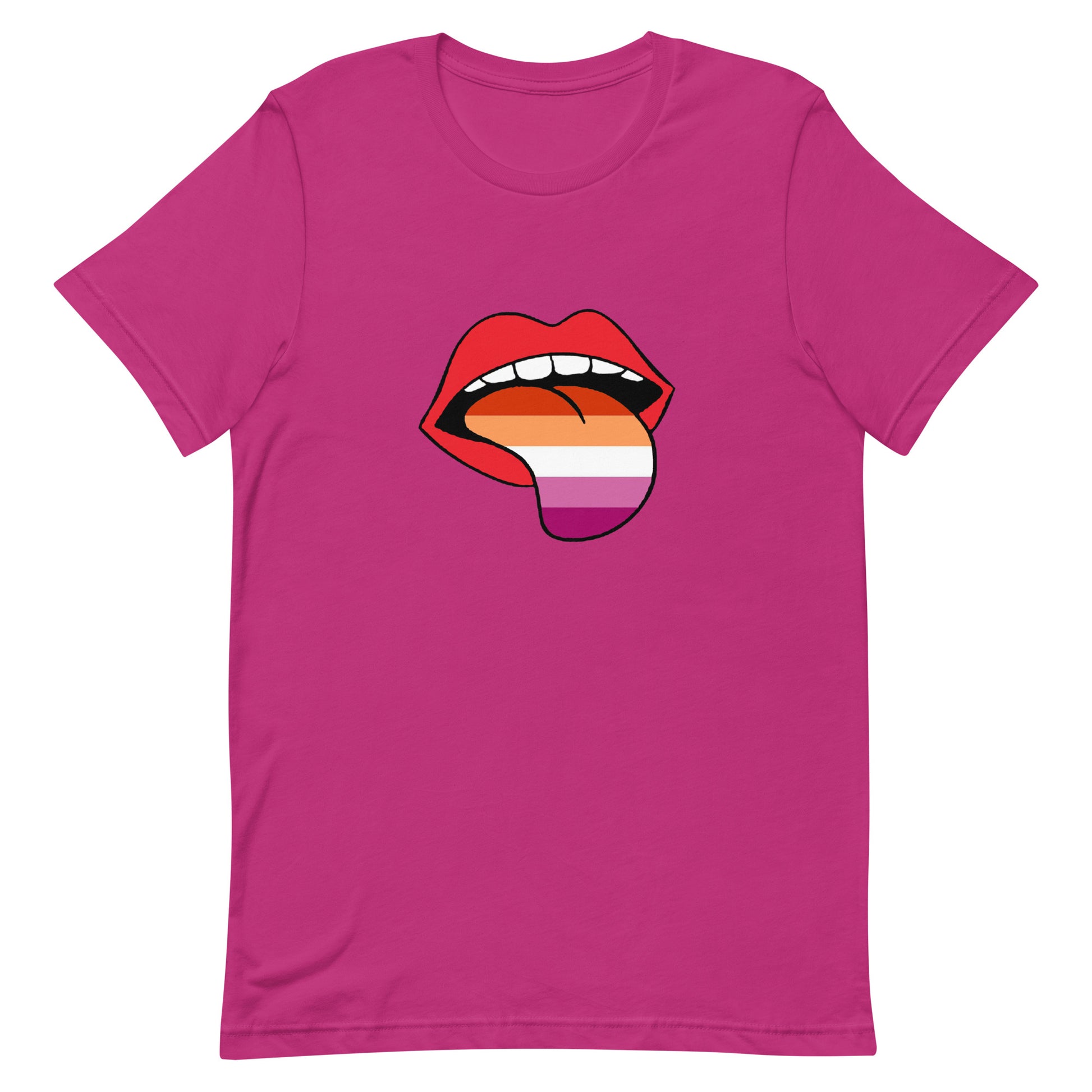 Lesbian Pride T-Shirt - Tongue Berry Lesbian unisex-staple-t-shirt-berry-front-63ba2093adbf3