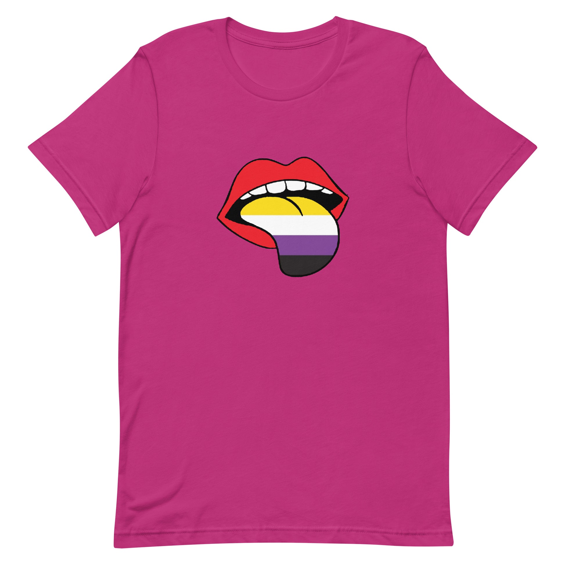 Nonbinary Enby Pride T-Shirt - Tongue Berry Nonbinary unisex-staple-t-shirt-berry-front-63ba22766f2a4