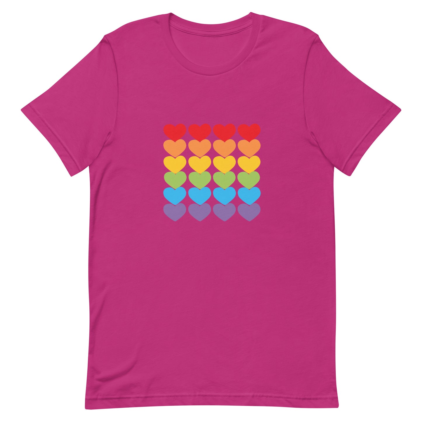 LGBTQ Pride T-Shirt - Pride Hearts Berry Pride unisex-staple-t-shirt-berry-front-63bcc49a67f38