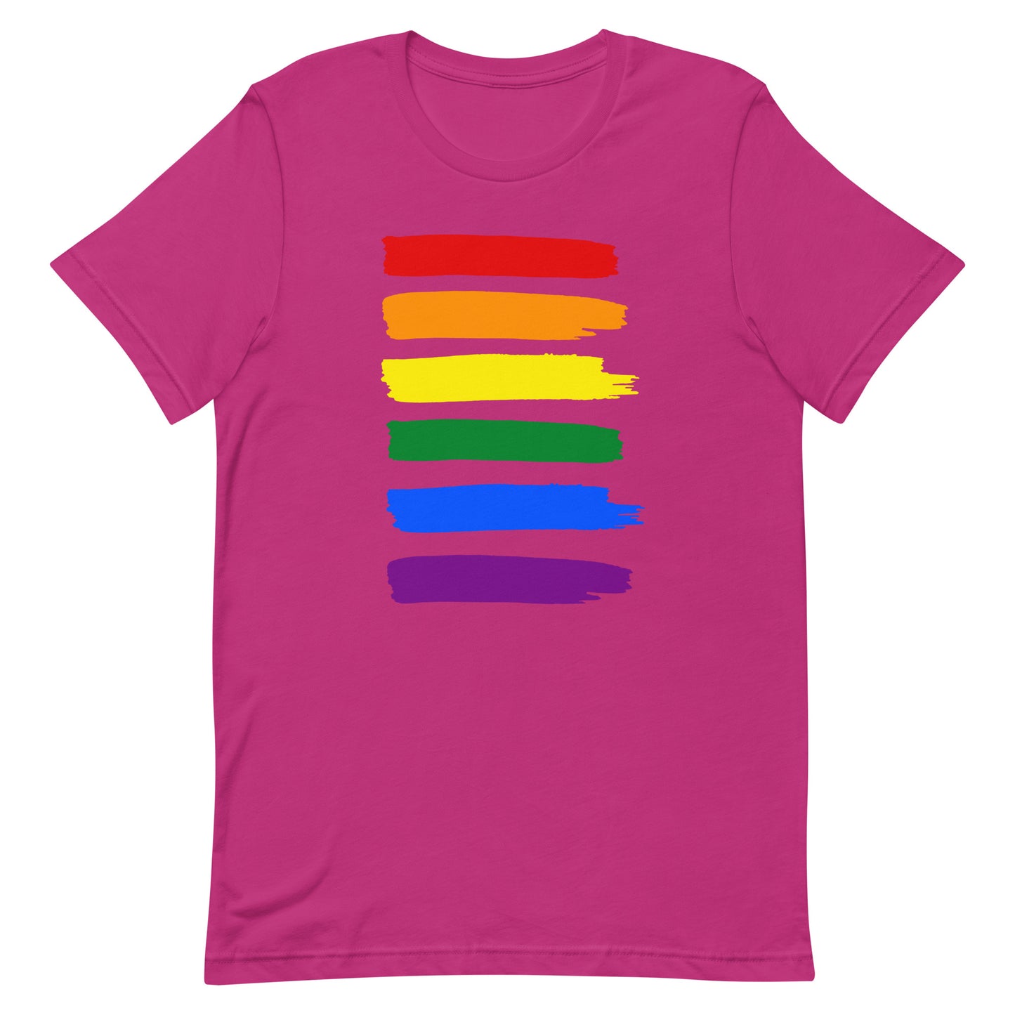 LGBTQ Pride T-Shirt - Paint Stripes Berry Pride unisex-staple-t-shirt-berry-front-63ec332b79e84