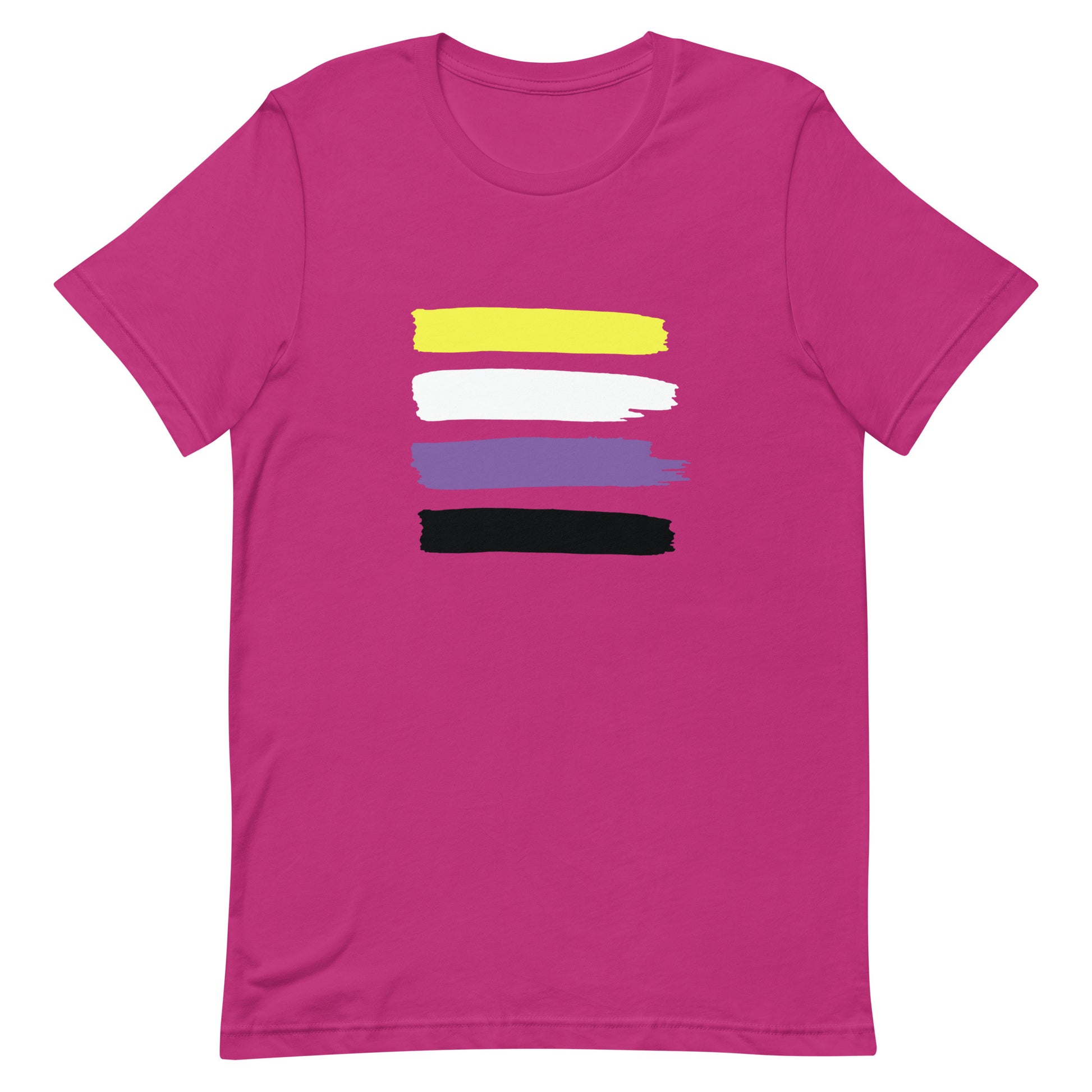 Nonbinary Enby Pride Paint Stripe T-Shirt Berry Nonbinary unisex-staple-t-shirt-berry-front-63ec35e2e1dde