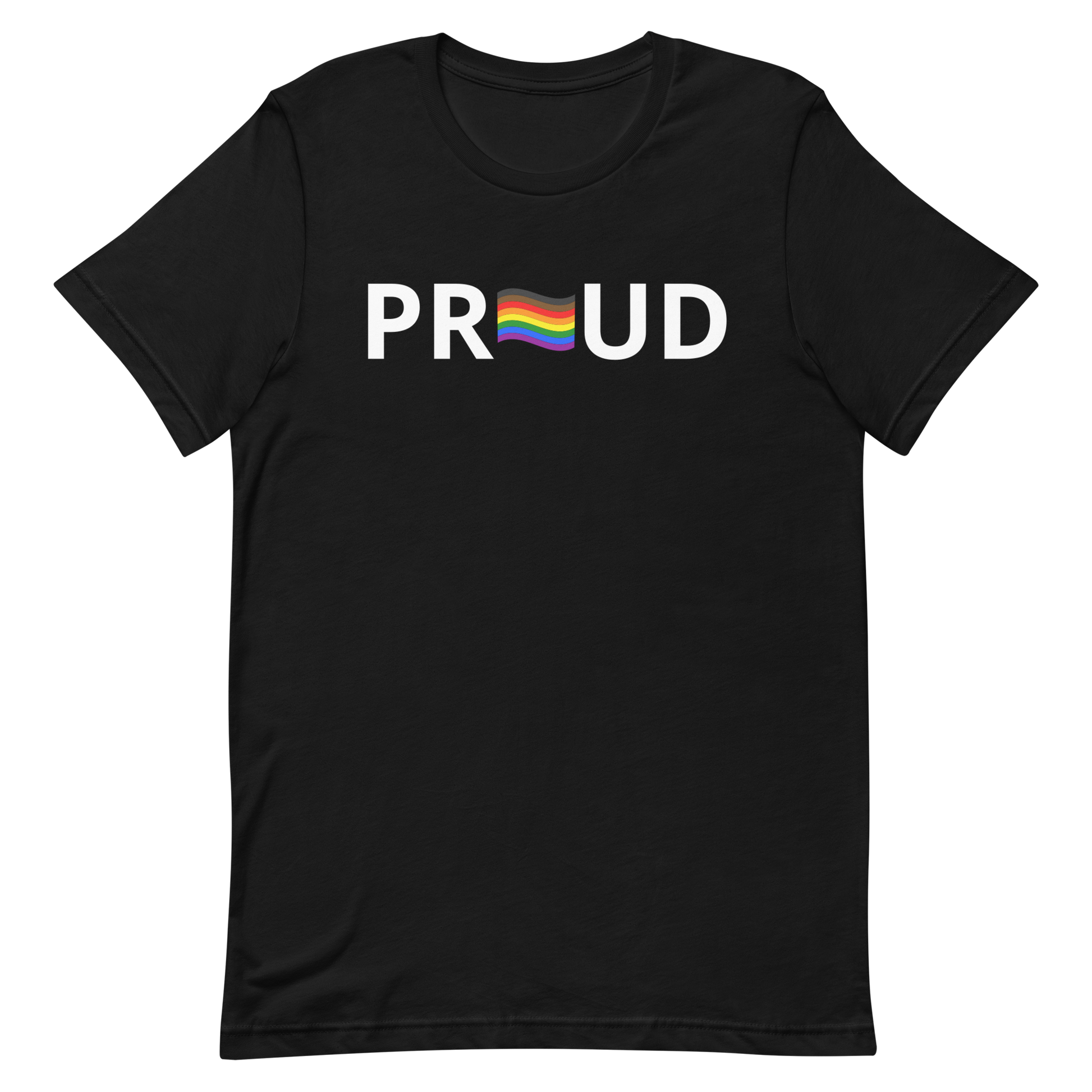 LGBTQ Pride T-Shirt - 8 Stripe "Proud" Black Pride unisex-staple-t-shirt-black-front-6312c771114f3