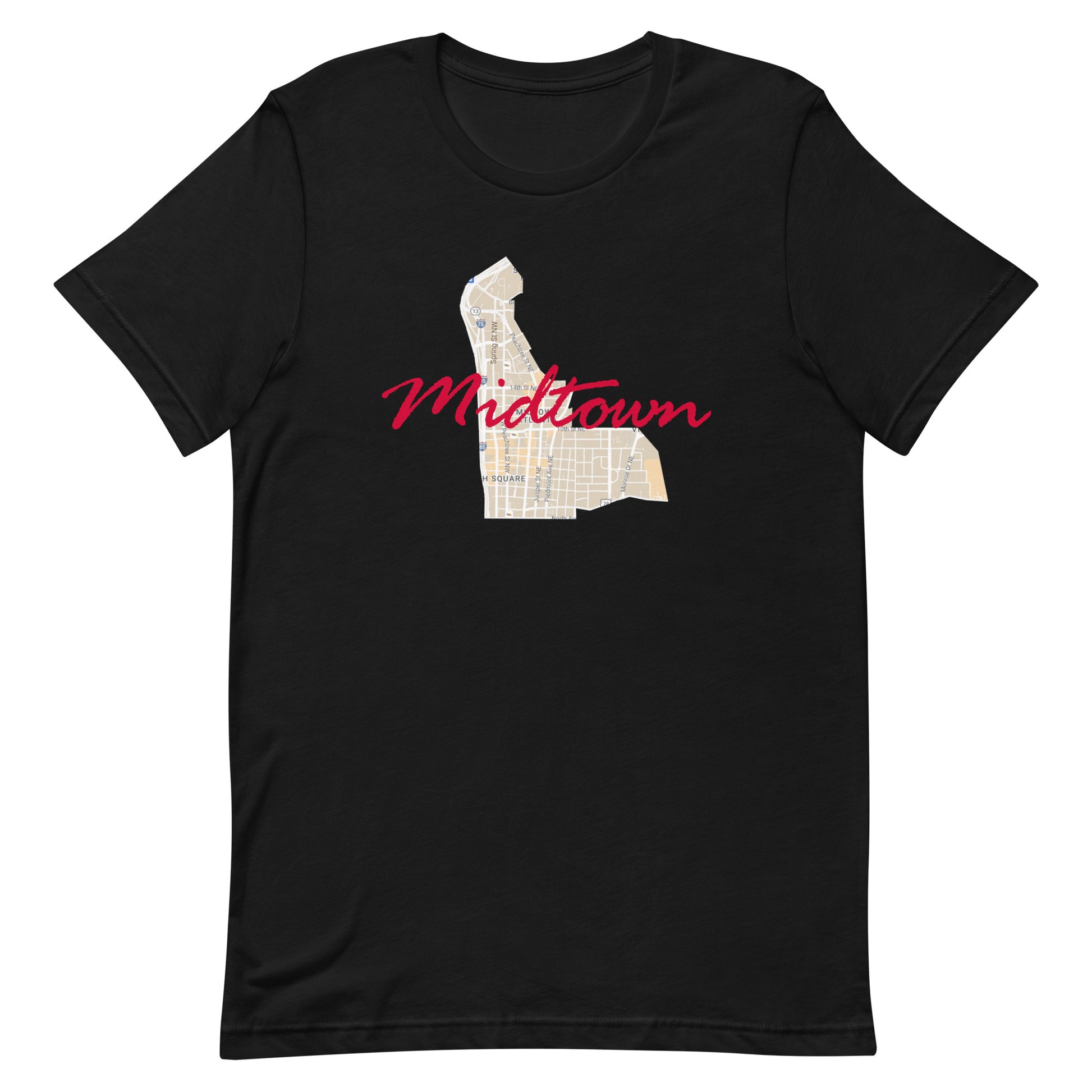 Atlanta Georgia Midtown Street Map Tee Black unisex-staple-t-shirt-black-front-63b398f08c40c