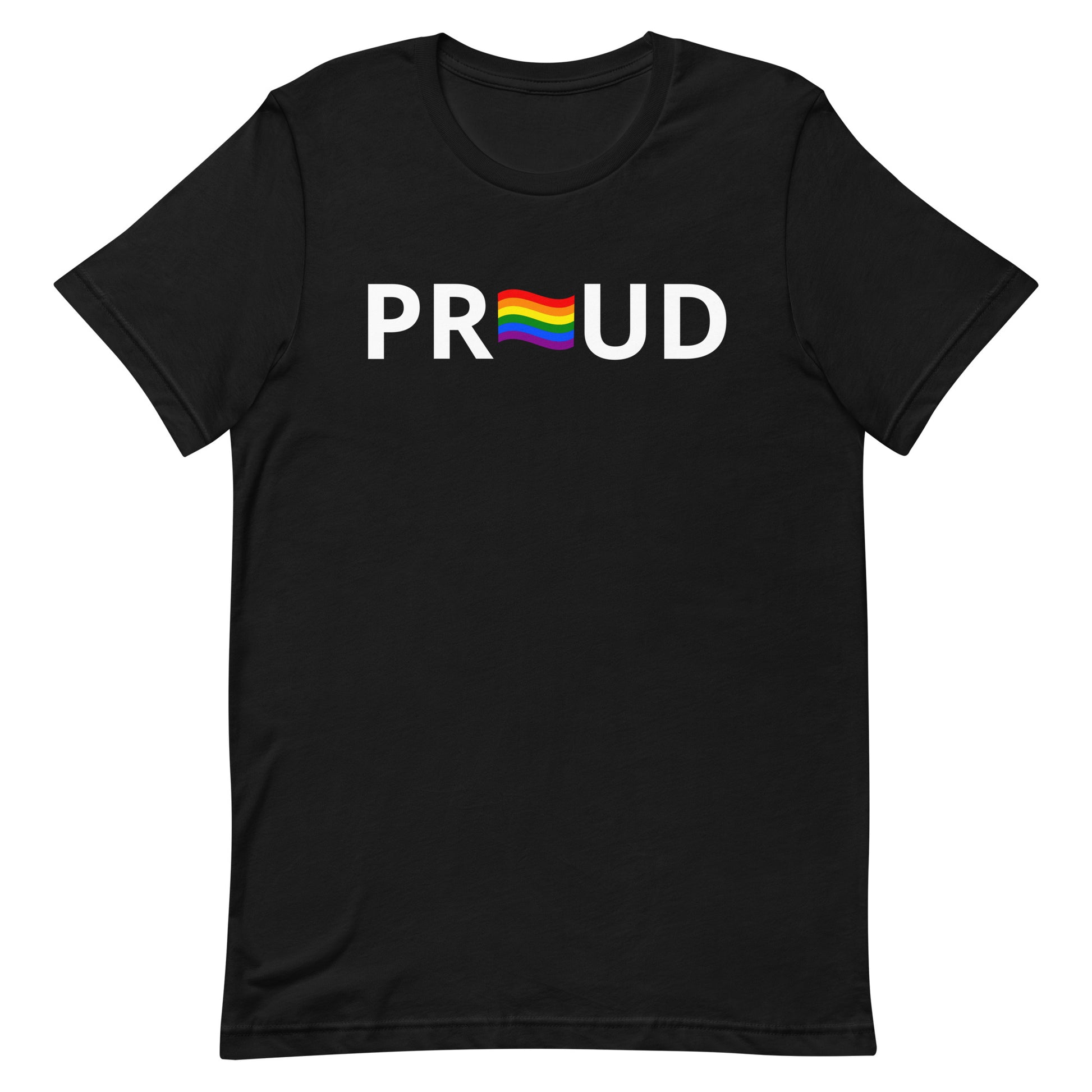 LGBTQ Pride T-Shirt - "Proud" Black Pride unisex-staple-t-shirt-black-front-63b76e3128645