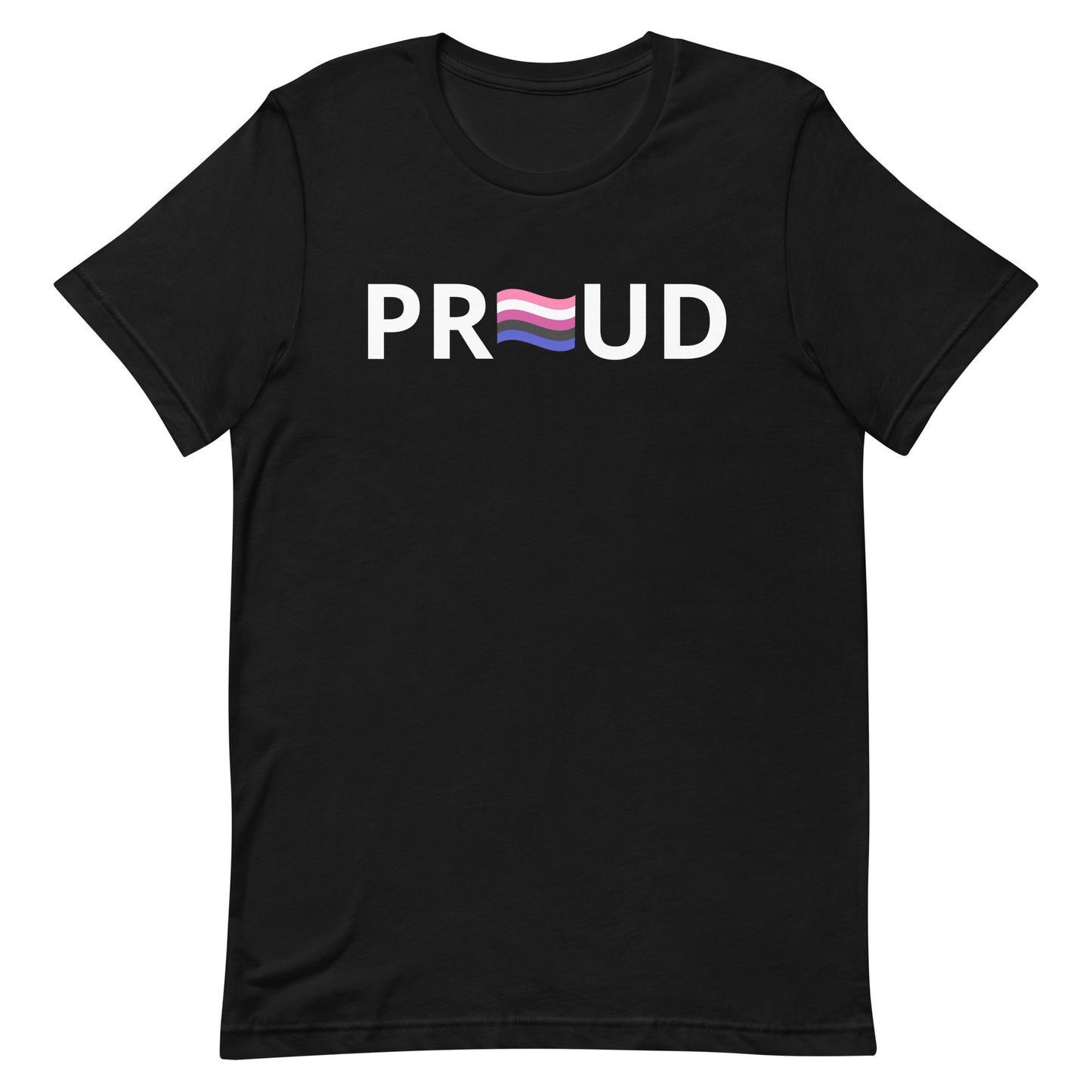 Genderfluid Pride T-Shirt - Proud Black Genderfluid unisex-staple-t-shirt-black-front-63b76ff793748