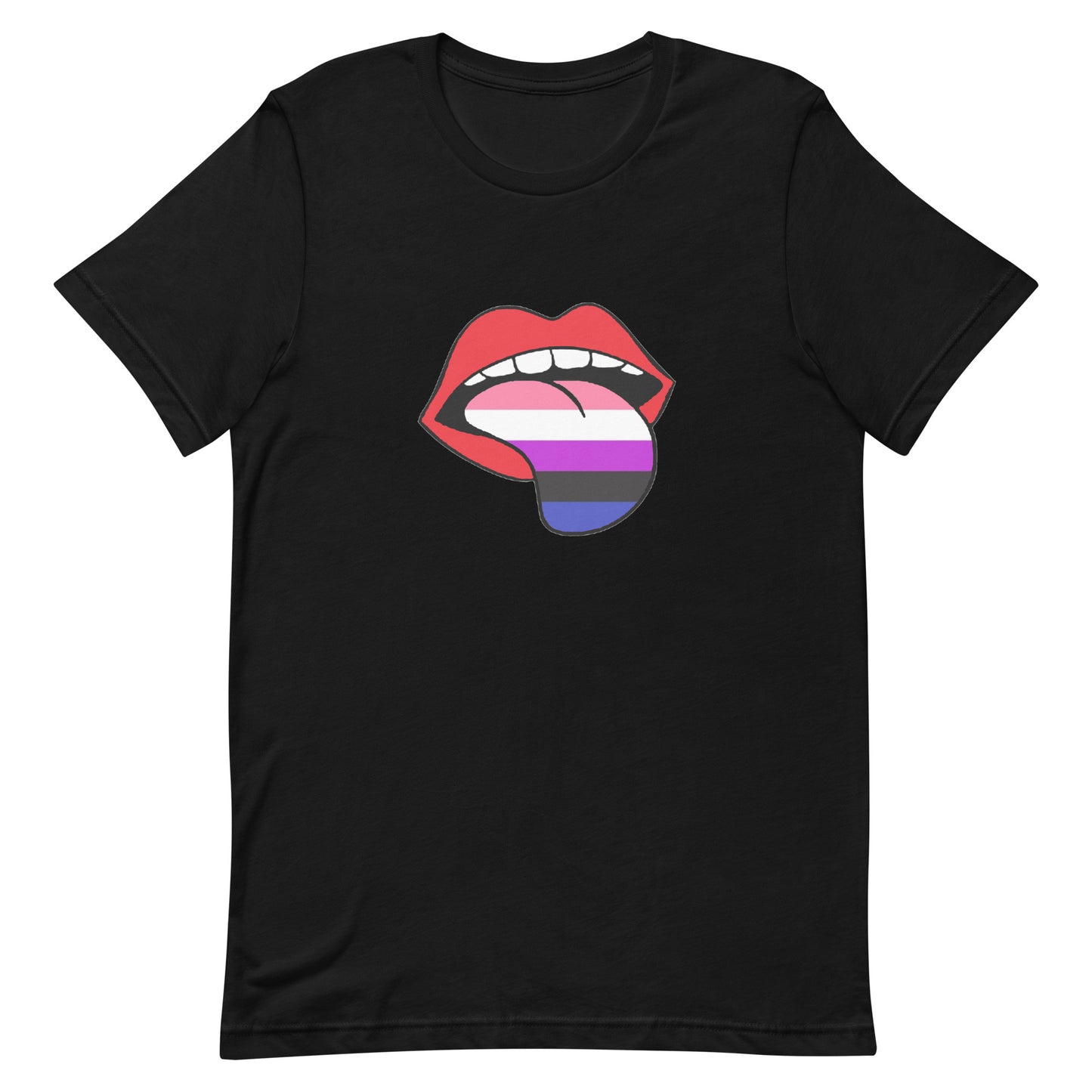 Genderfluid Pride Shirt - Tongue Black Genderfluid unisex-staple-t-shirt-black-front-63b77f7fc0168