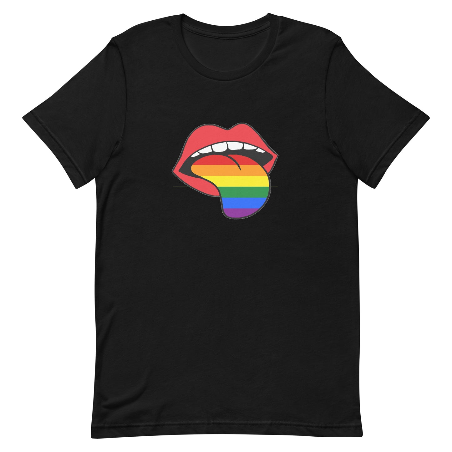 LGBTQ Pride T-Shirt - Rainbow Tongue Black Pride unisex-staple-t-shirt-black-front-63b899c726445