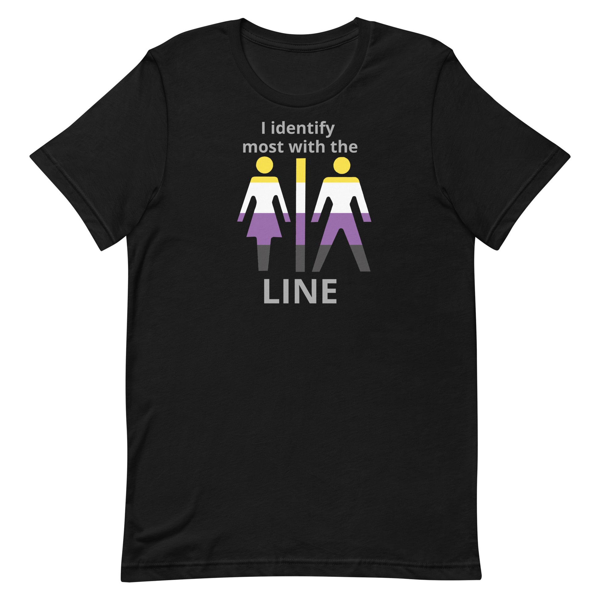 Nonbinary Enby Pride T-Shirt I Identify Most With The Line Black Nonbinary unisex-staple-t-shirt-black-front-63b9d65f78e8d