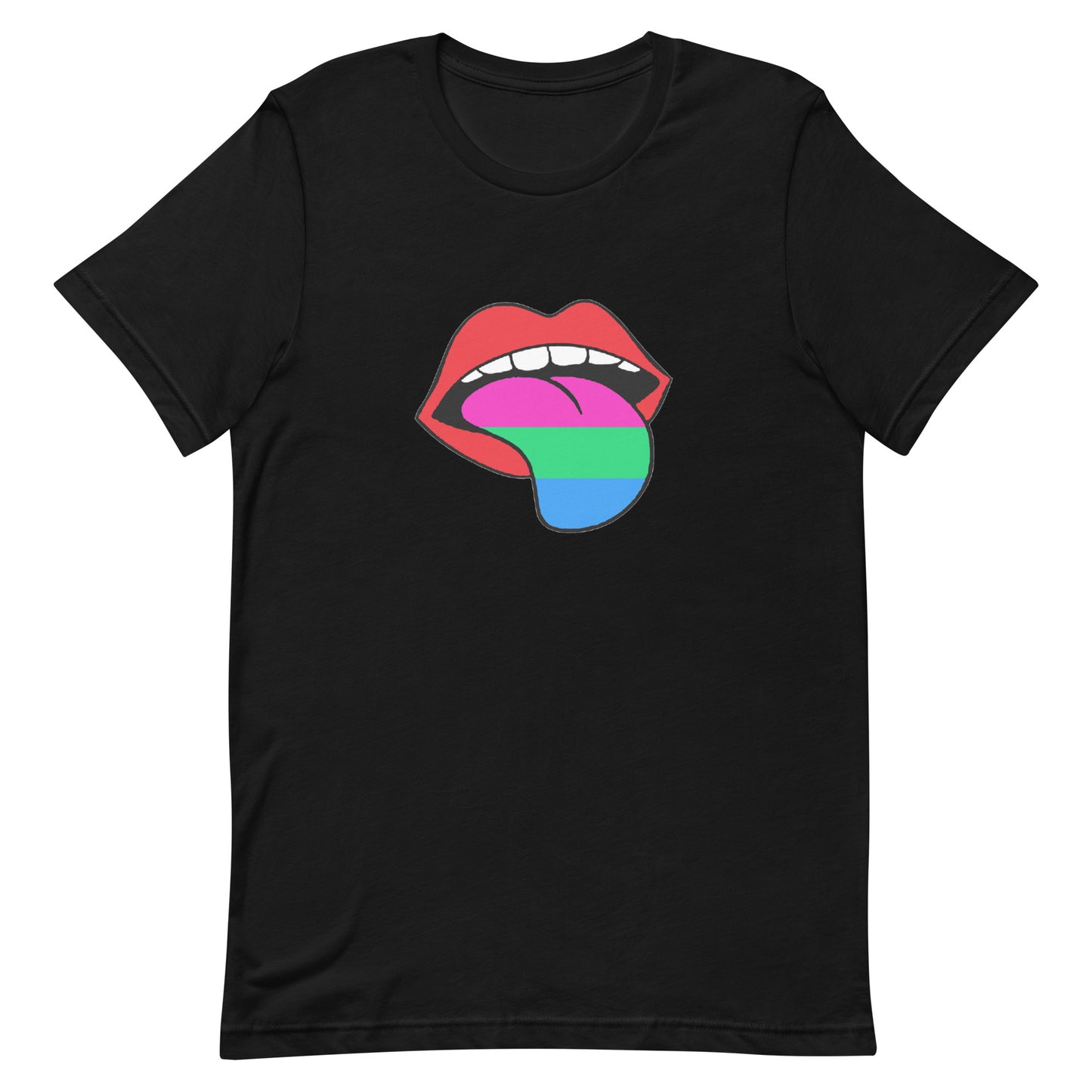 Polysexual Poly Pride T-Shirt - Tongue Black Polysexual unisex-staple-t-shirt-black-front-63ba1cf4a2acd