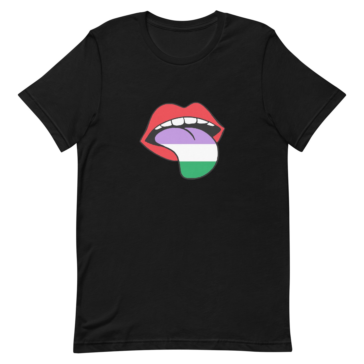 Genderqueer Pride Shirt - Tongue Black Genderqueer unisex-staple-t-shirt-black-front-63ba1e1e964d2