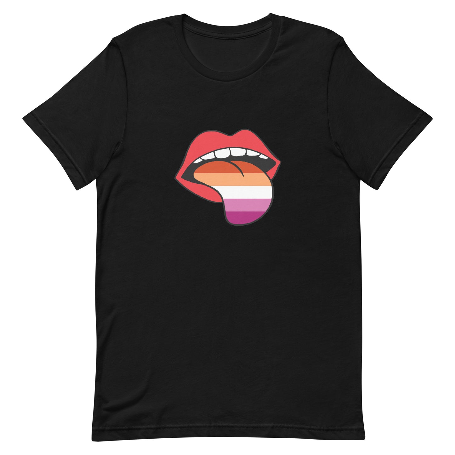 Lesbian Pride T-Shirt - Tongue Black Lesbian unisex-staple-t-shirt-black-front-63ba2093ab575