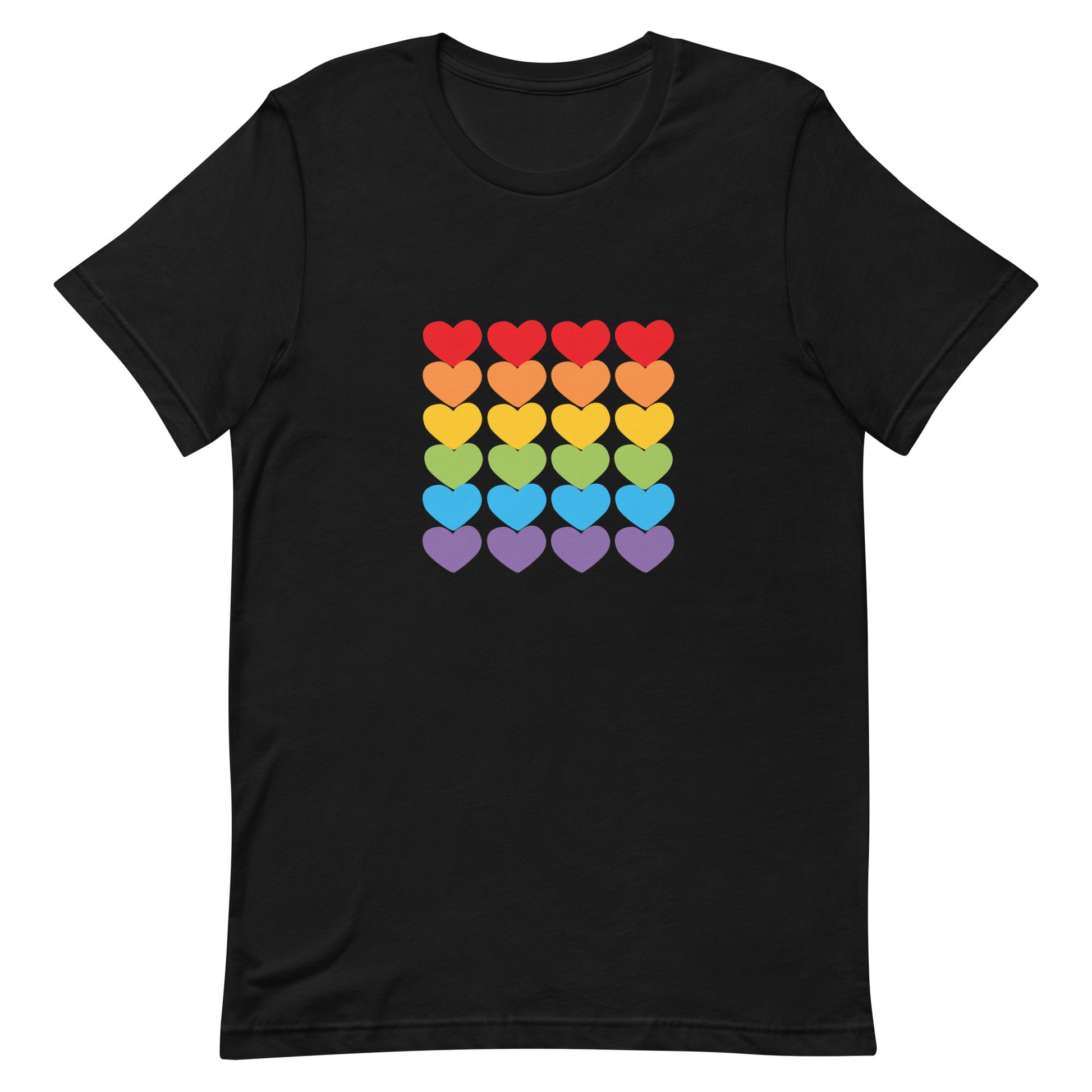 LGBTQ Pride T-Shirt - Pride Hearts Black Pride unisex-staple-t-shirt-black-front-63bcc49a6640c