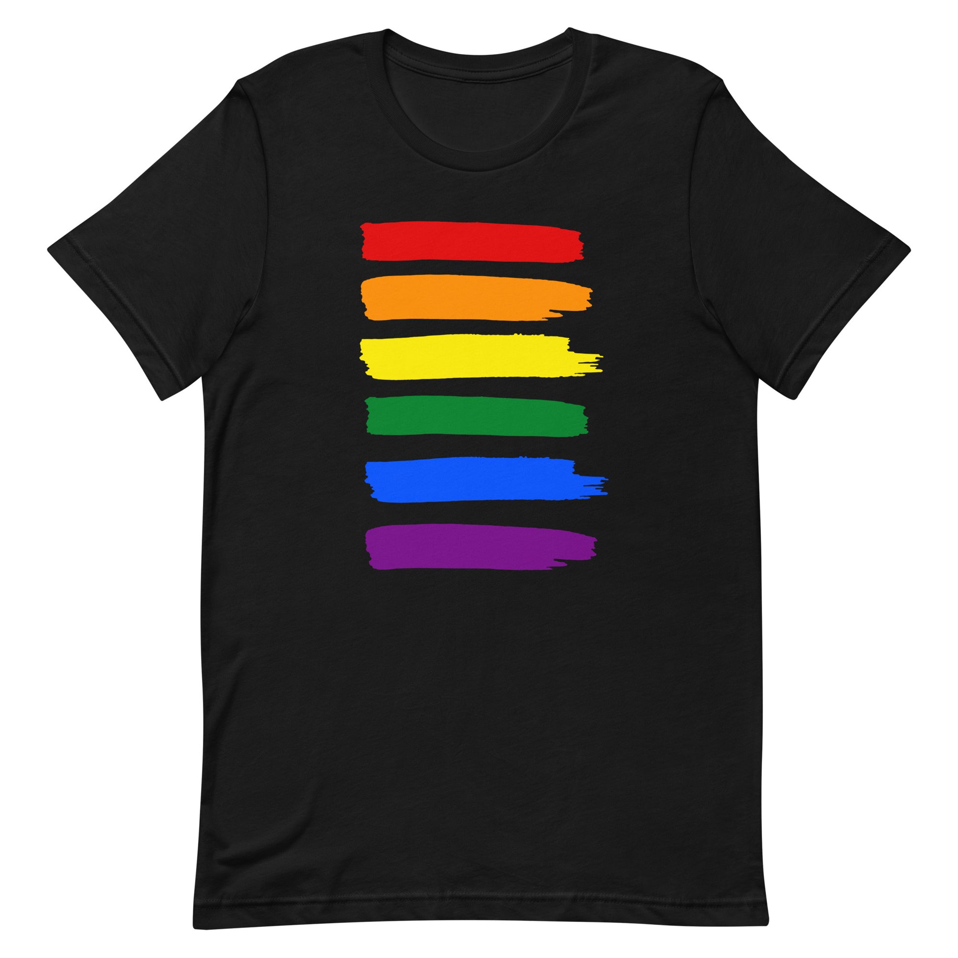 LGBTQ Pride T-Shirt - Paint Stripes Black Pride unisex-staple-t-shirt-black-front-63ec332b7916d