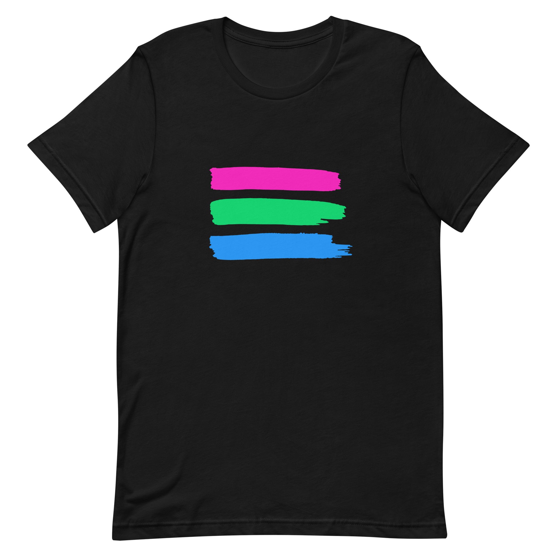 Polysexual Poly Pride T-Shirt - Paint Stripes Black Polysexual unisex-staple-t-shirt-black-front-63ec3403ef88b