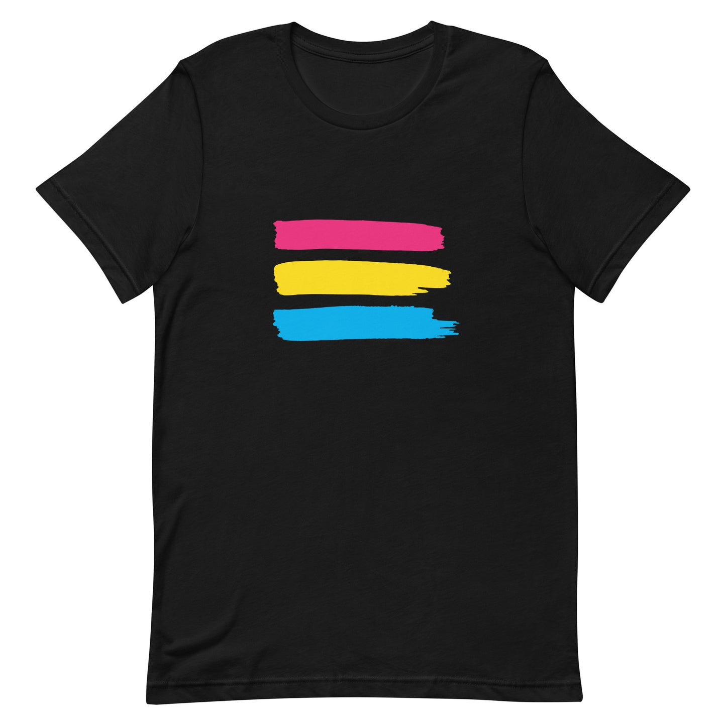 Pansexual Pan Pride T-Shirt - Paint Stripes Black Pansexual unisex-staple-t-shirt-black-front-63ec35132ae4b