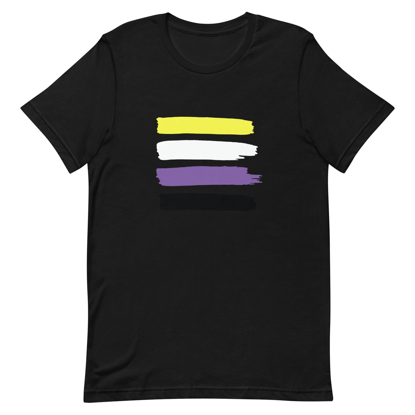 Nonbinary Enby Pride Paint Stripe T-Shirt Black Nonbinary unisex-staple-t-shirt-black-front-63ec35e2e144a