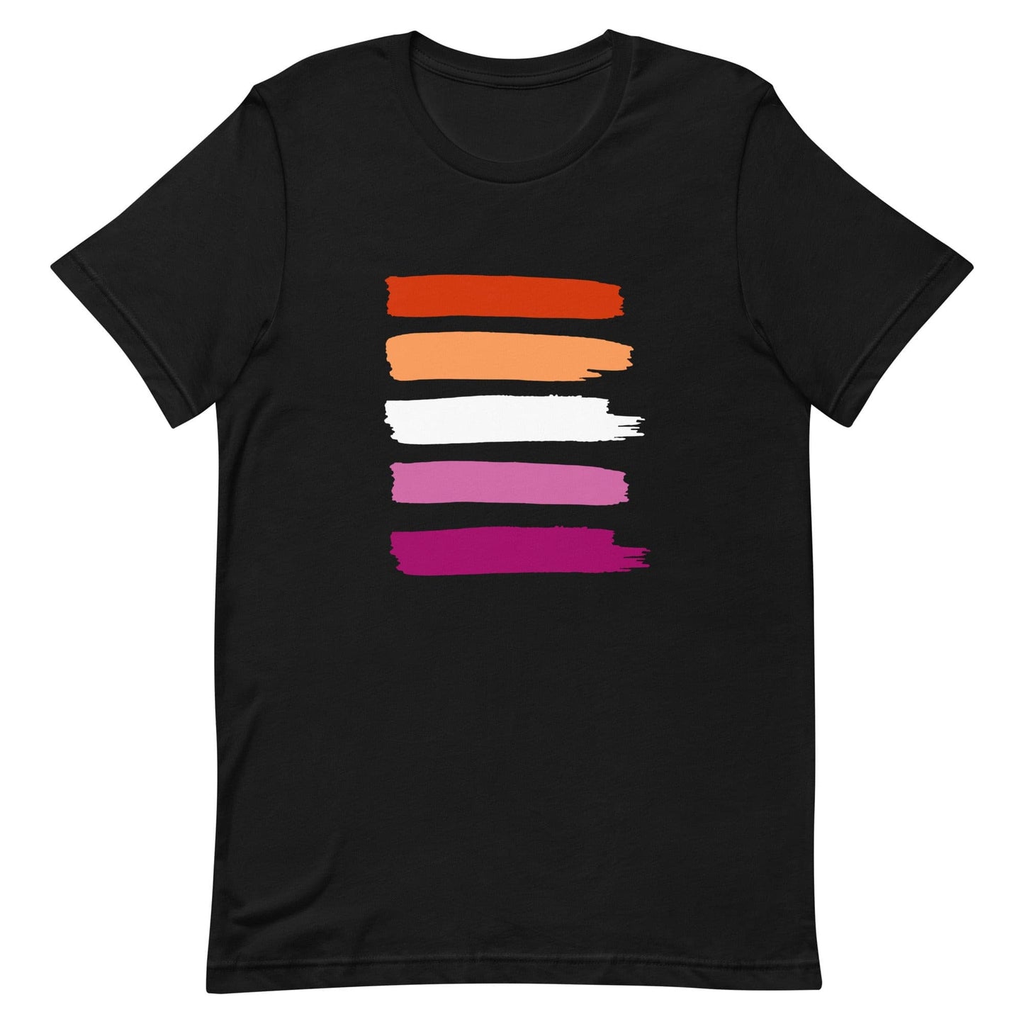 Lesbian Pride T-Shirt - Paint Stripes Black Lesbian unisex-staple-t-shirt-black-front-63ec36cf14725